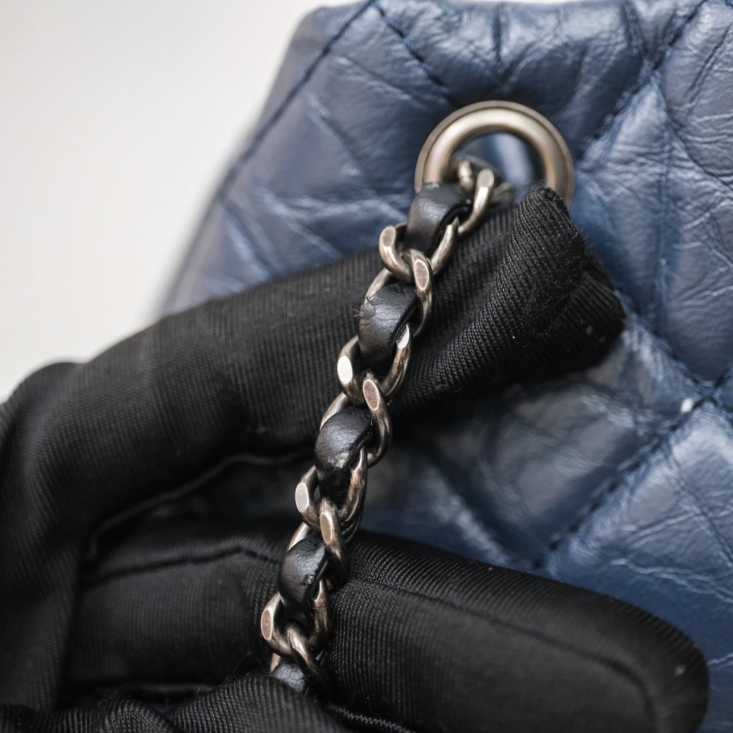 Chanel Gabrielle Backpack Blue Aged Calfskin Small