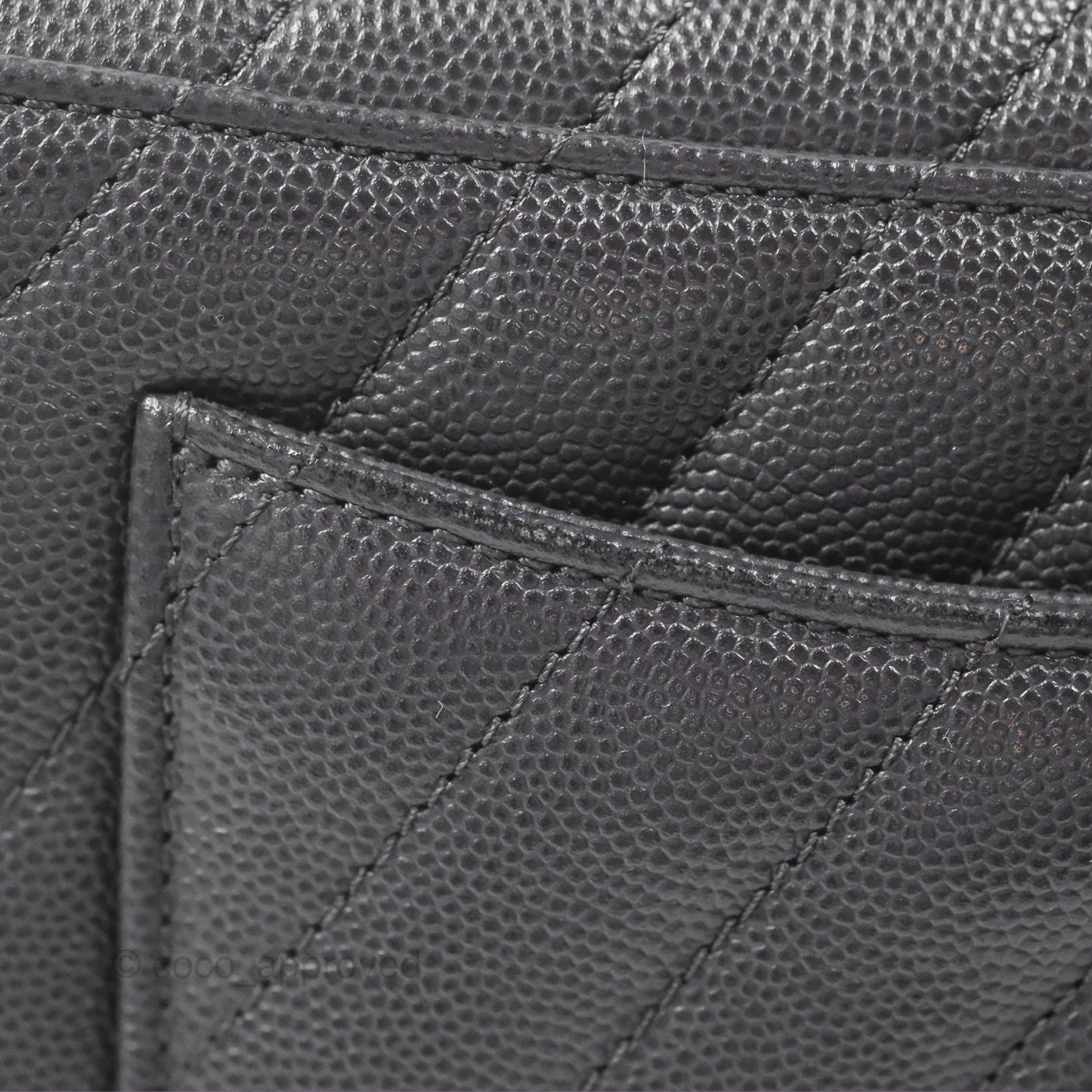Chanel Small Coco Handle Chevron Dark Grey Caviar Aged Gold Hardware