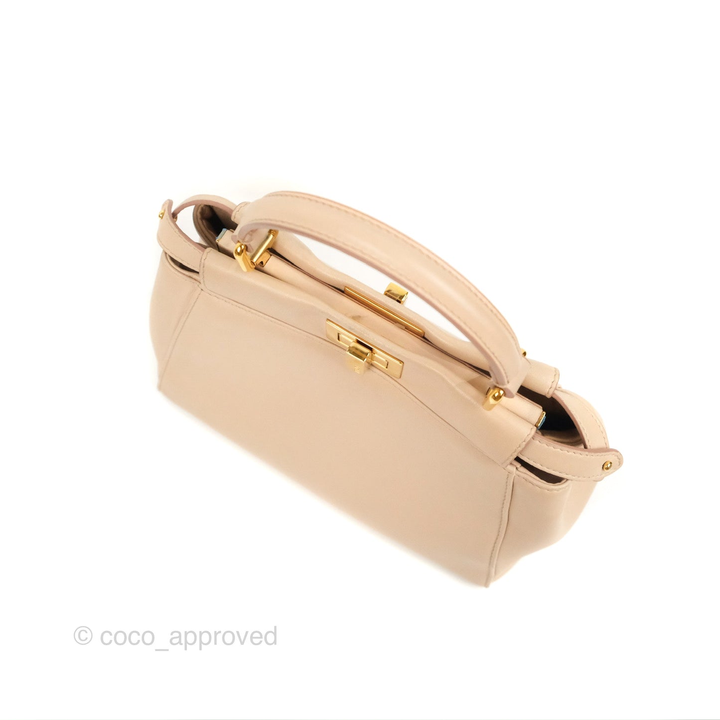 Fendi Mini Peekaboo Bag Poudre Lambskin Gold Hardware