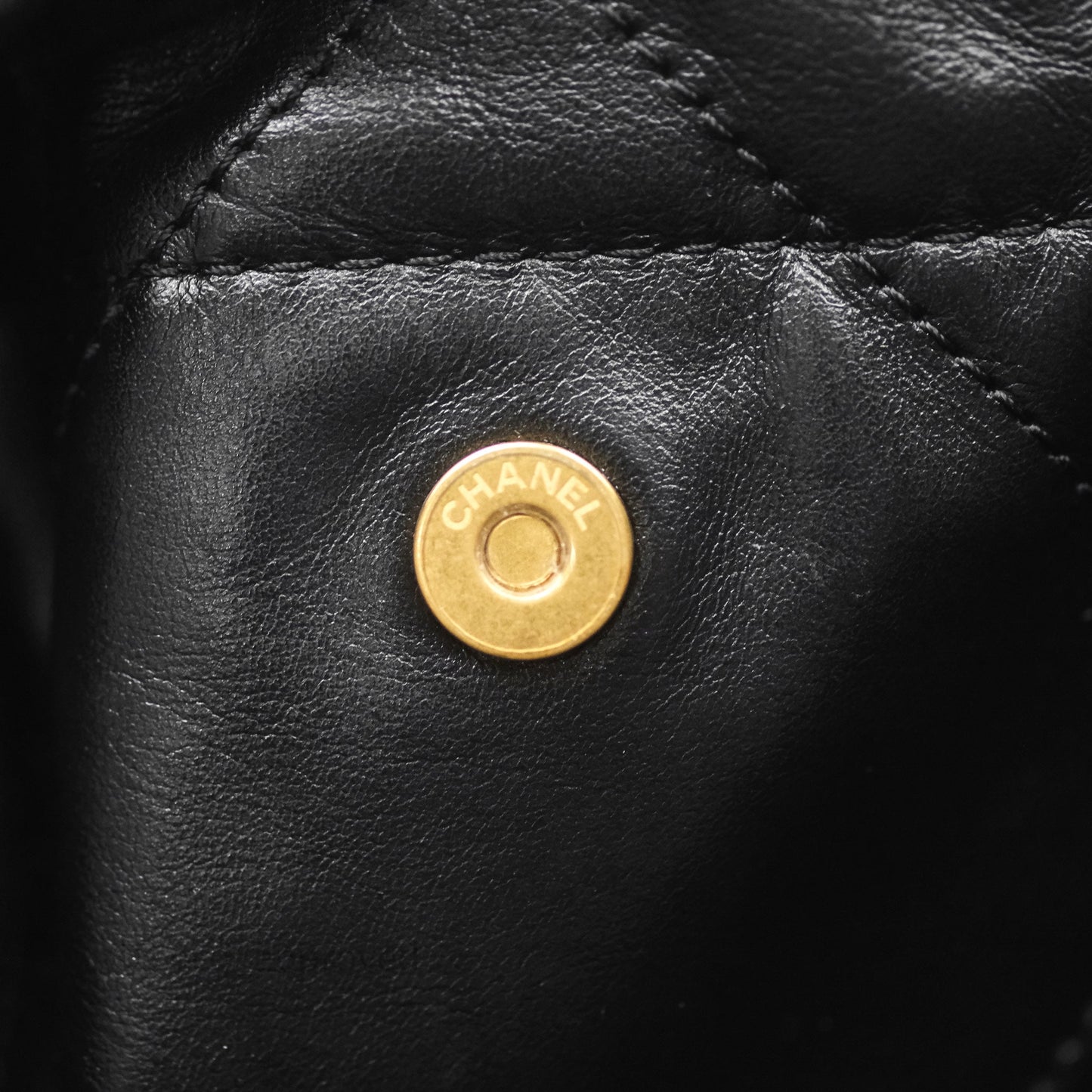 Chanel 22 Bag Small Black Shiny Calfskin Aged Gold Hardware