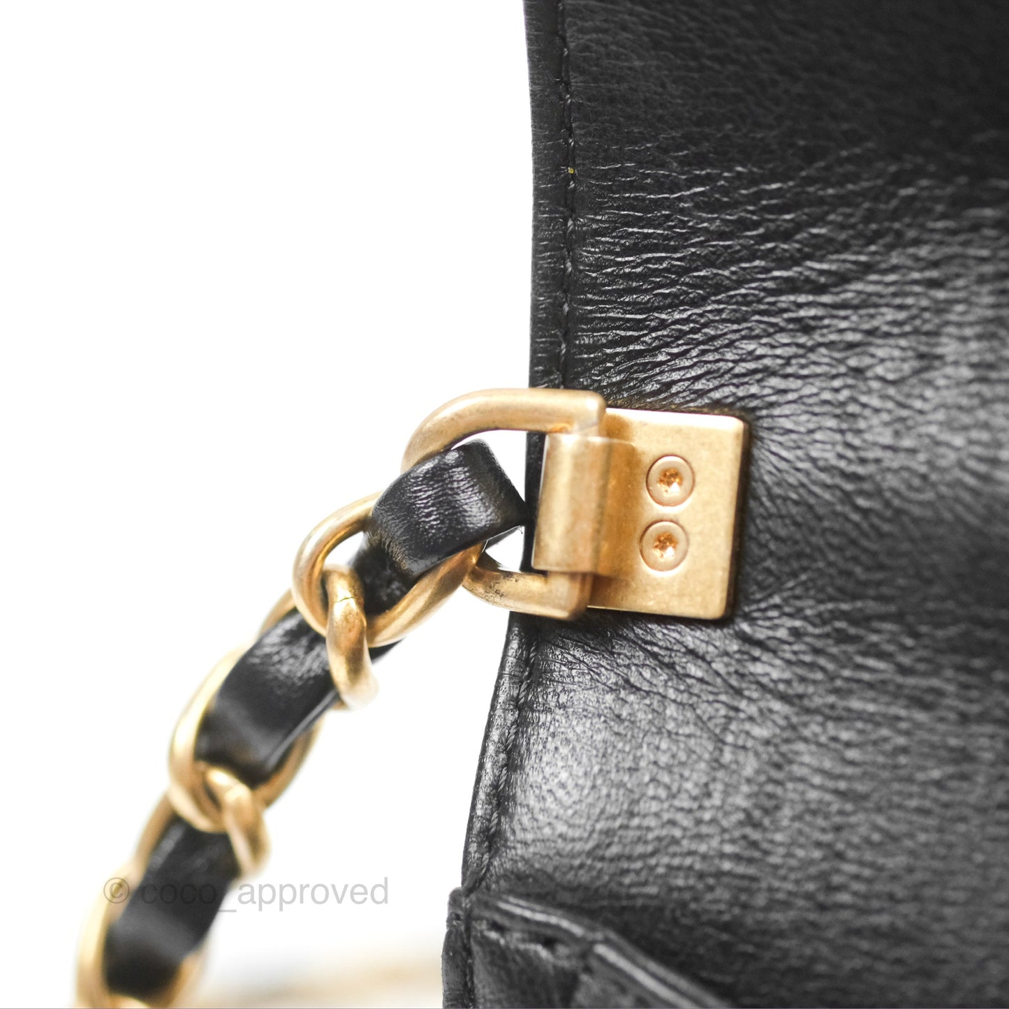 Chanel Mini Wrapped Handle Flap Bag Black Crumpled Lambskin Aged Gold Hardware 21S