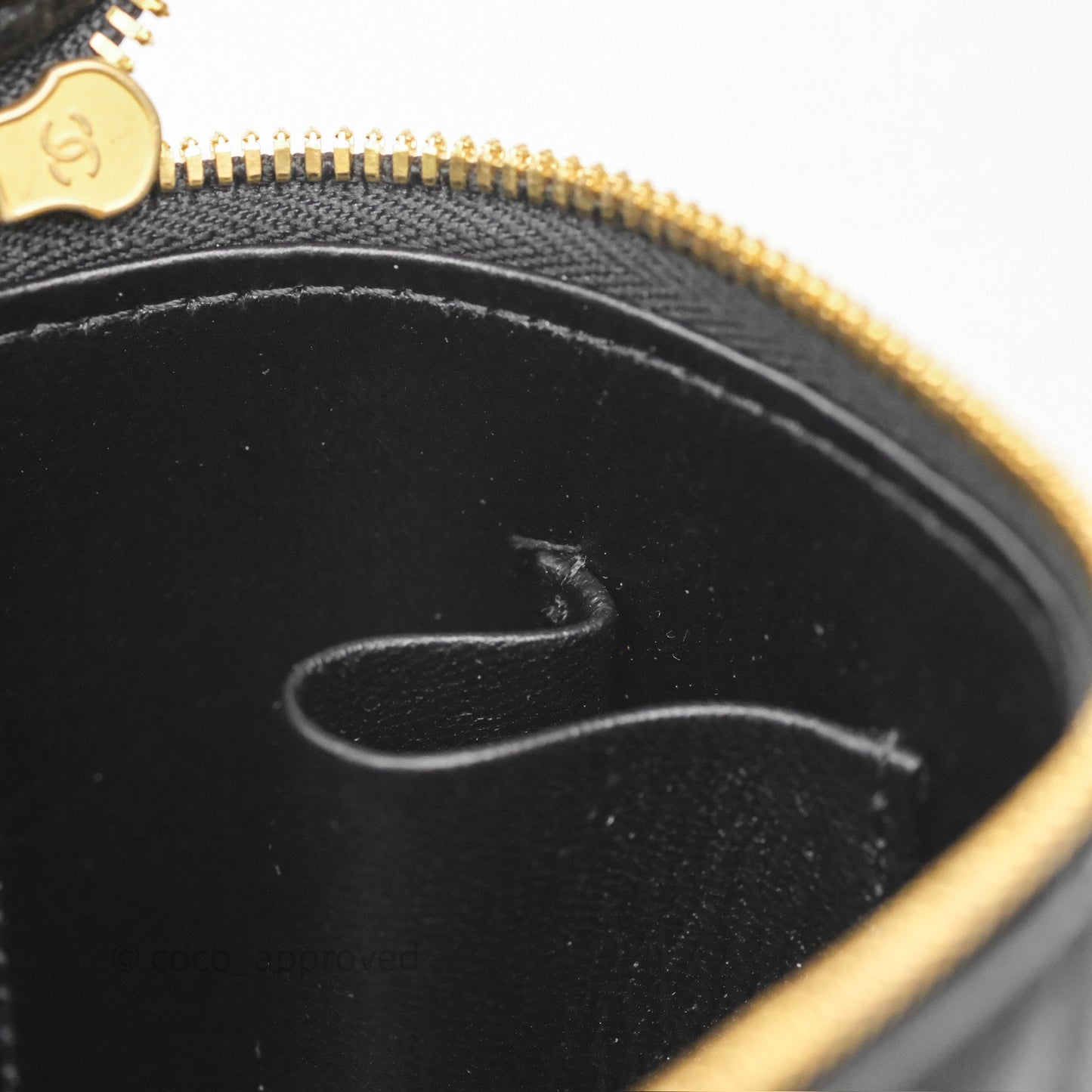 Chanel Vanity with COCO Heart Chain Black Lambskin Aged Gold Hardware