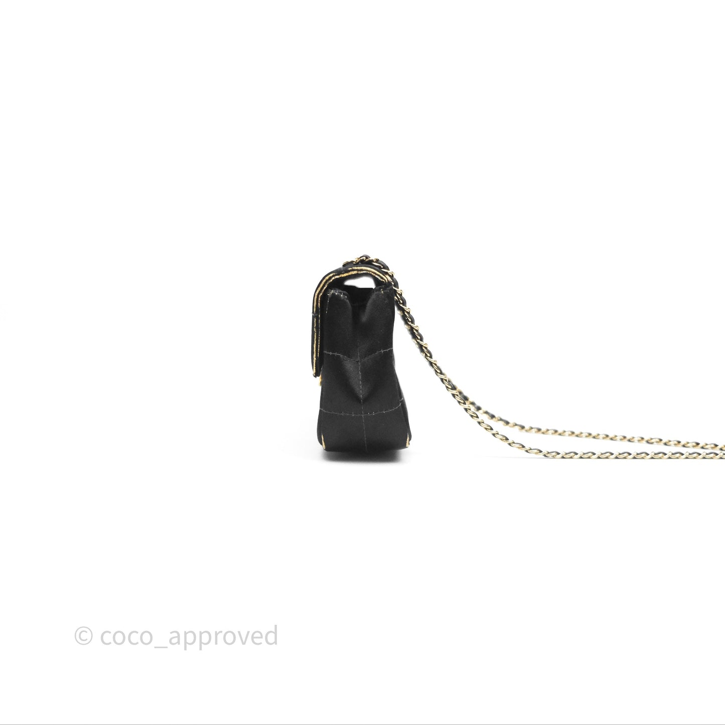 Chanel Vintage Mini Chocolate Bar Flap Black Satin Gold Hardware