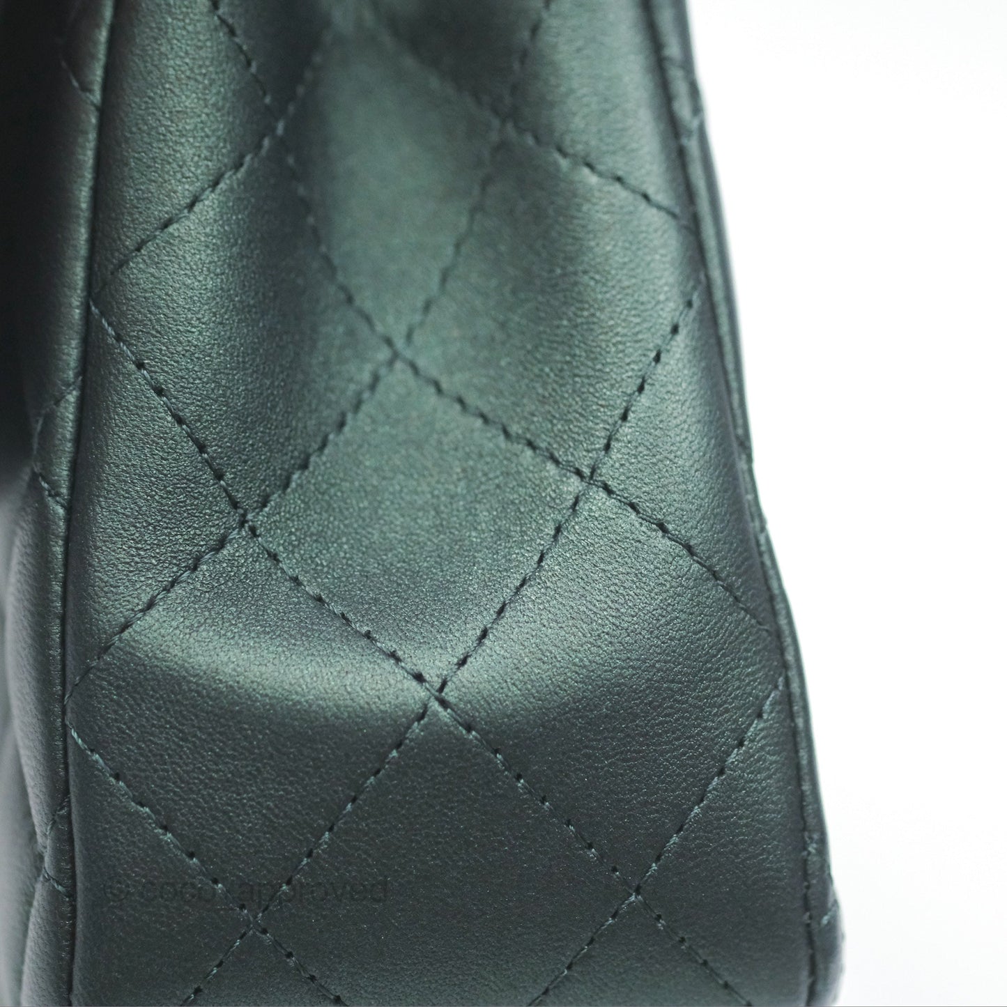 Chanel Top Handle Mini Rectangular Flap Bag Iridescent Dark Green Lambskin Gold Hardware