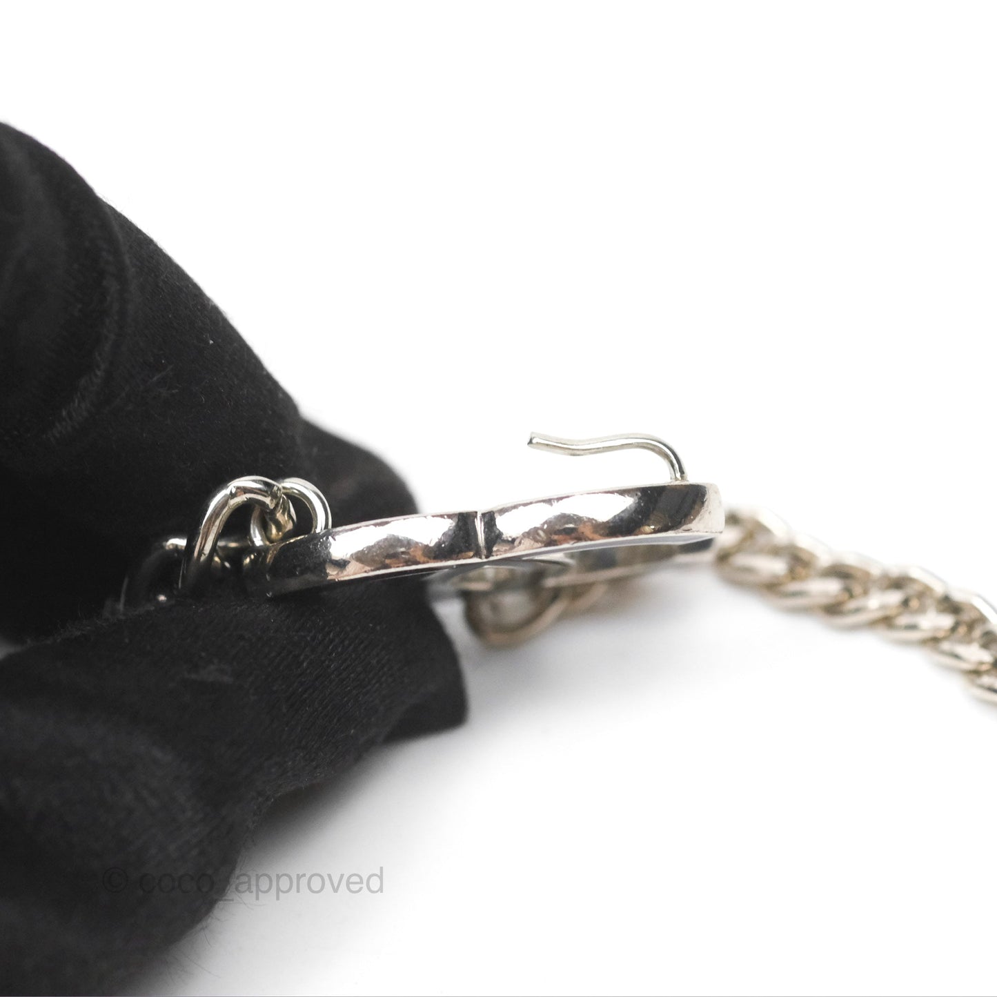 Chanel Black CC Chain Belt Silver Tone 08V