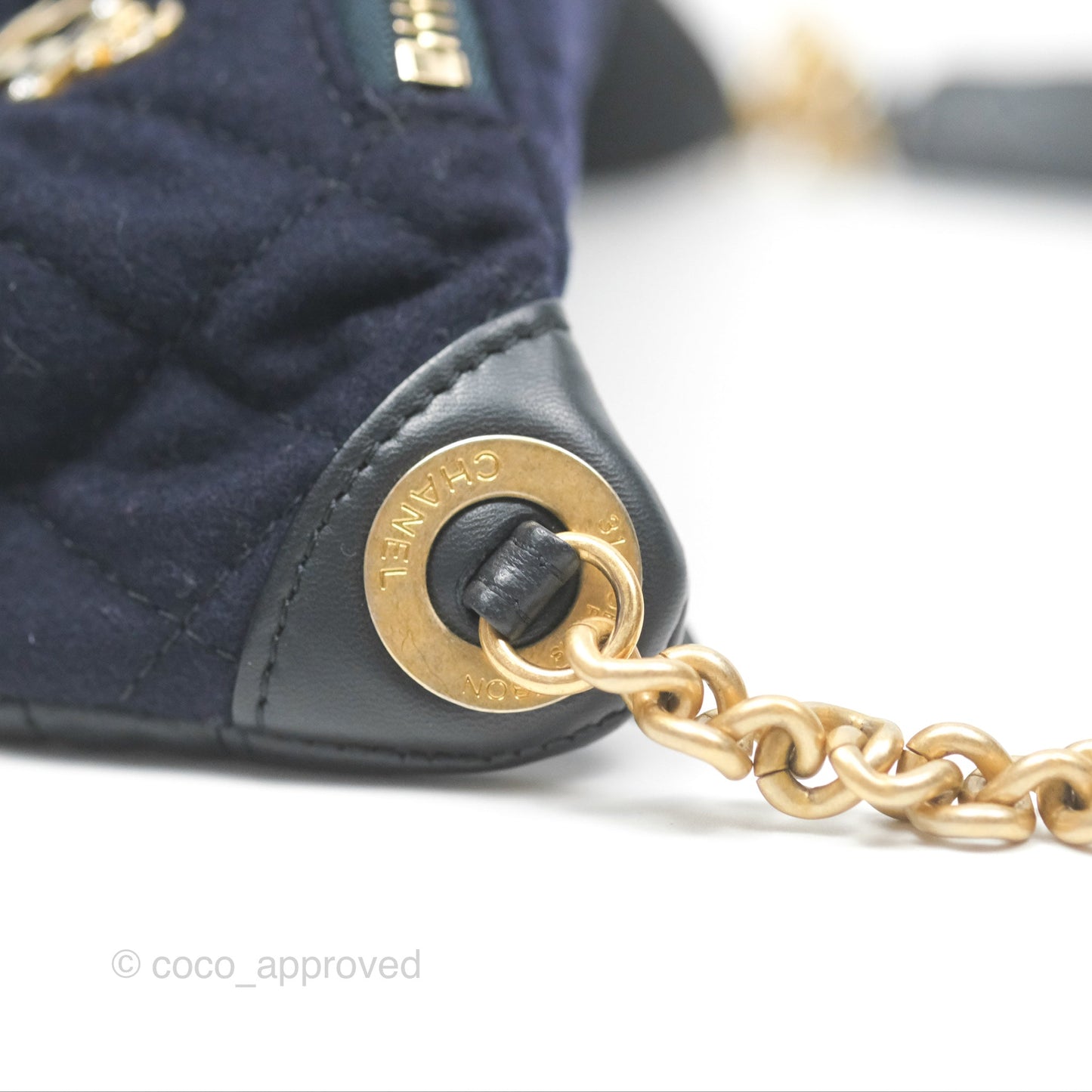 Chanel Paris Hamburg Charms Belt Bag Navy Wool Lambskin