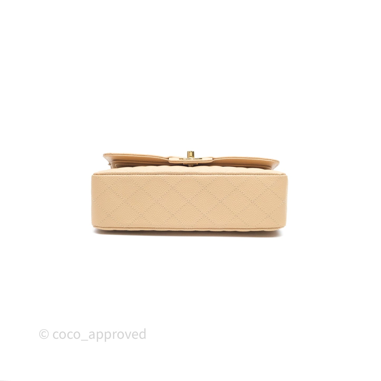 Chanel Small Quilted Classic Flap Beige Caviar Gold Hardware