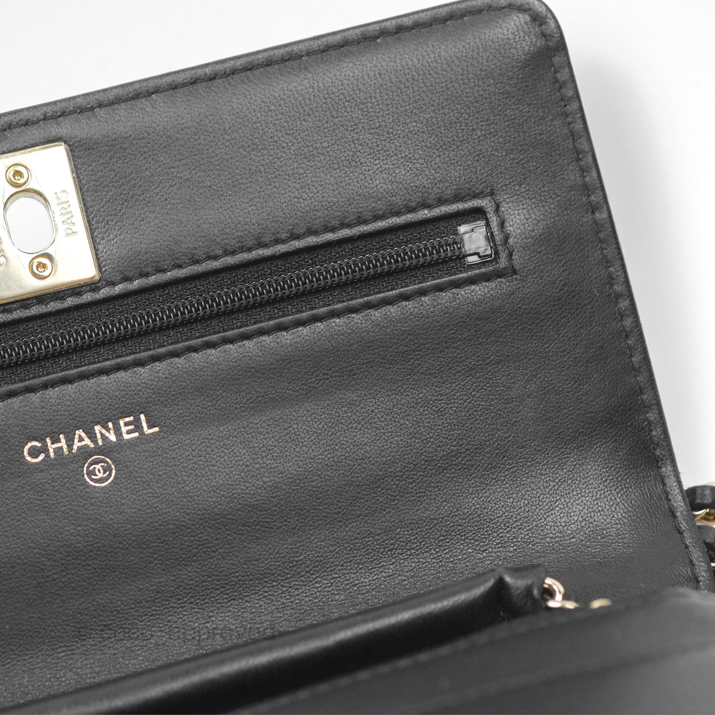 Chanel Wallet On Chain WOC Black Patent Lambskin Gold Hardware