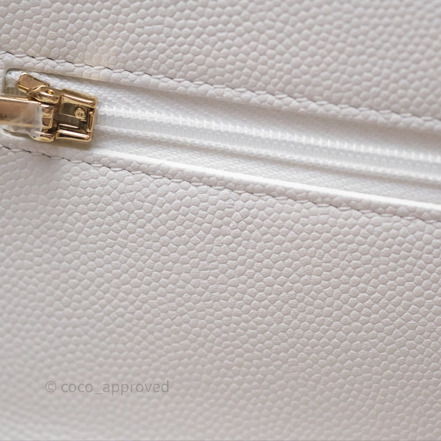 Chanel Crystal CC Wallet on Chain WOC White Caviar Gold Hardware