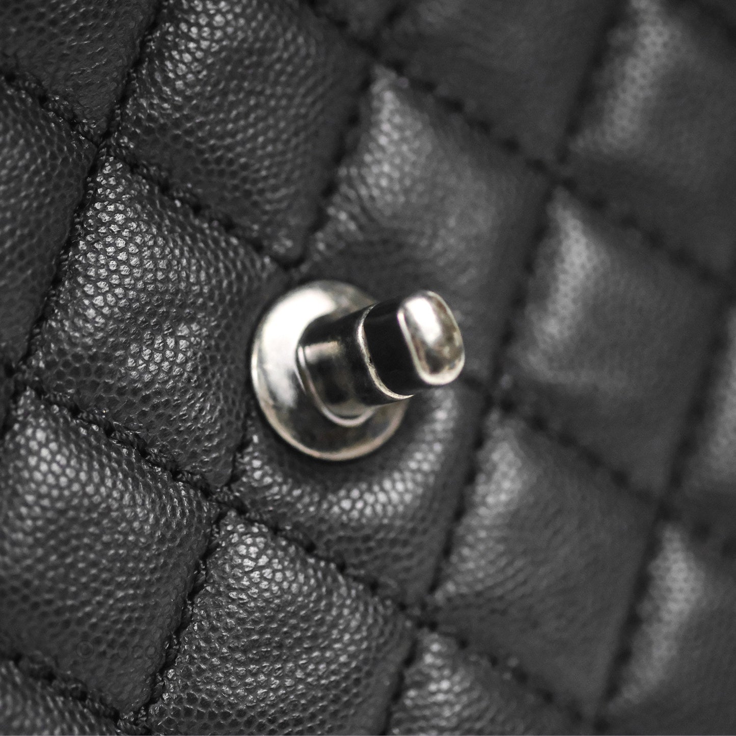 Chanel Large Coco Handle Quilted Black Caviar Ruthenium Hardware