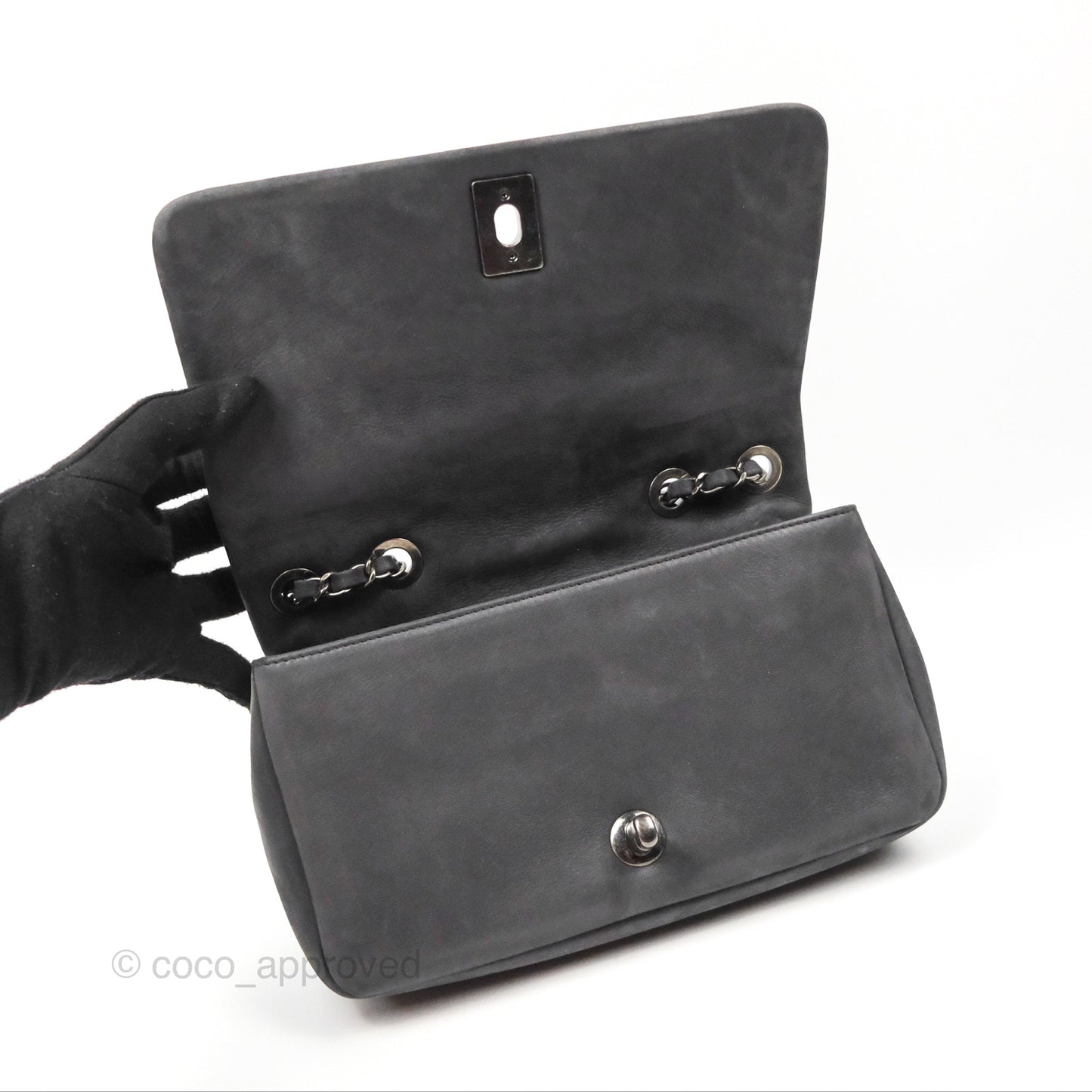 Chanel New Chic Flap Dark Grey Calfskin Ruthenium Hardware