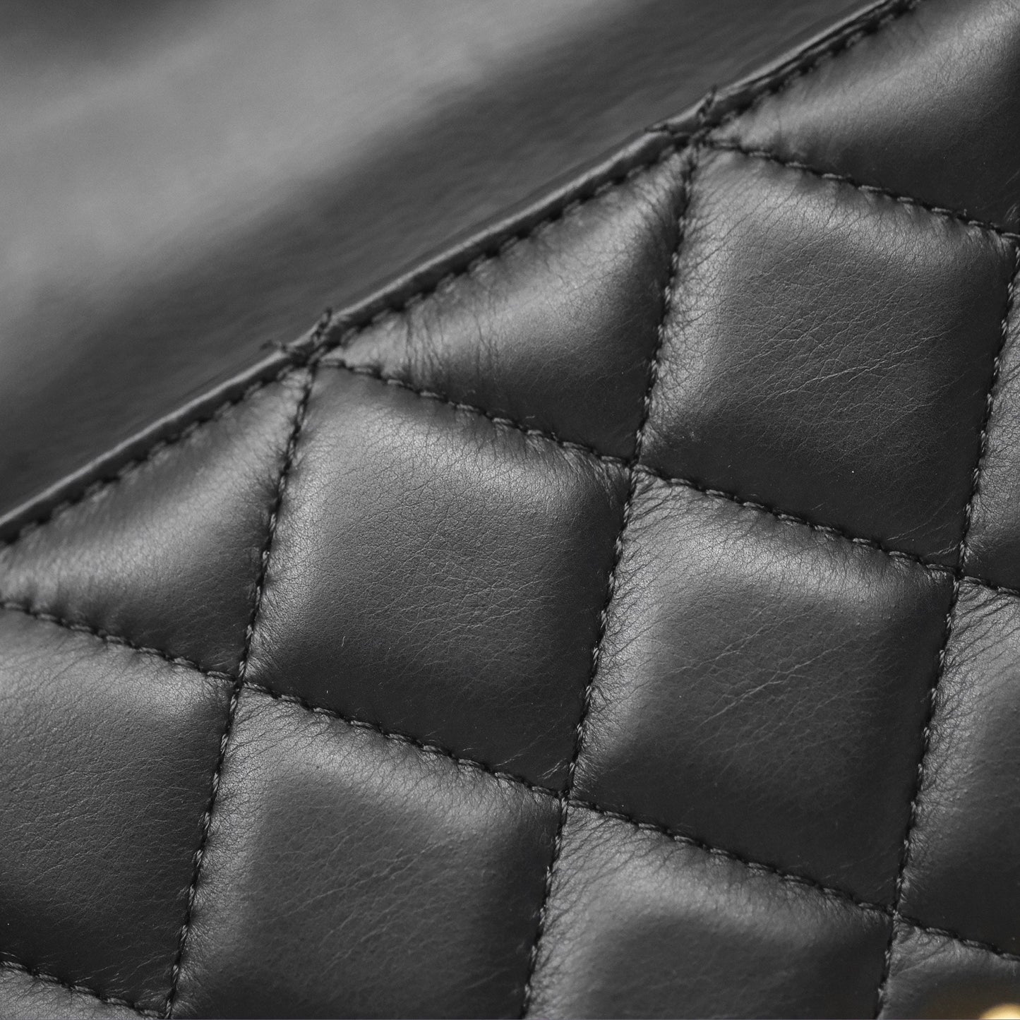 Chanel Quilted Side Chain Flap Bag Black Calfskin Aged Gold Hardware