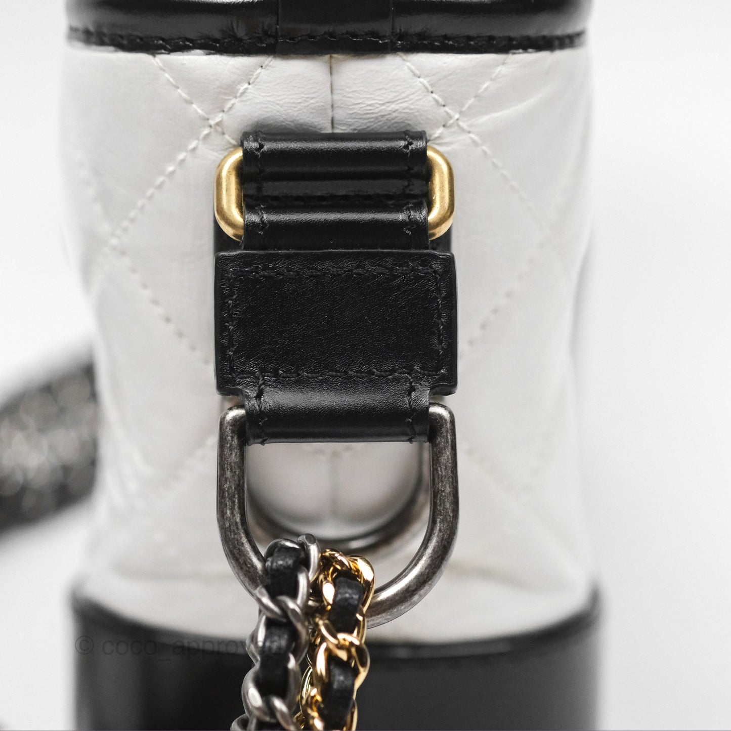 Chanel Small Gabrielle Hobo Quilted Black White Aged Calfskin