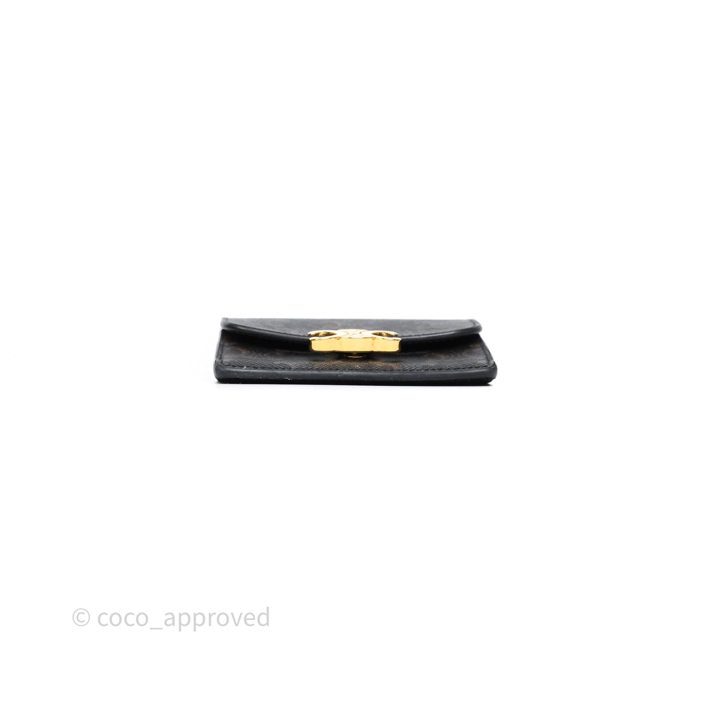 Celine Card Holder with Flap Triomphe Canvas Tan