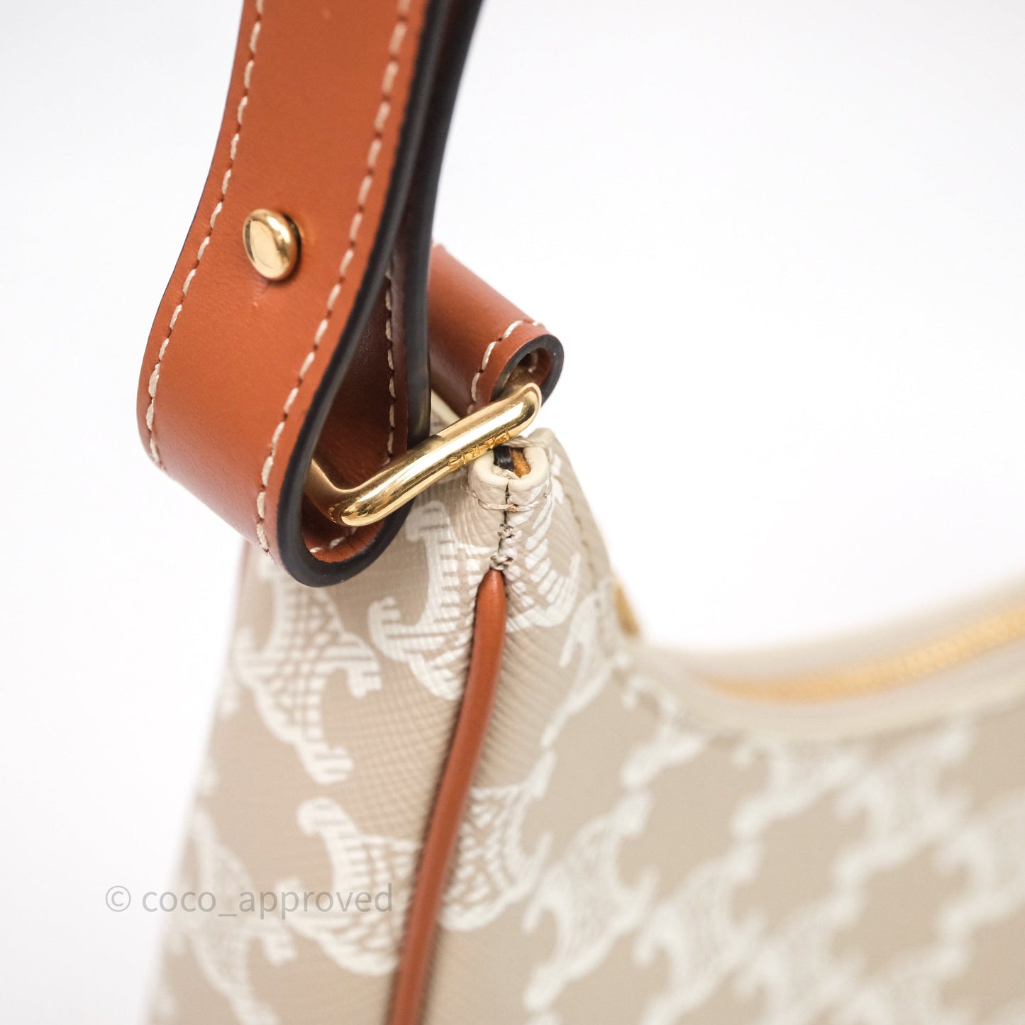 Celine Ava Bag In Triomphe Canvas Calfskin Grege