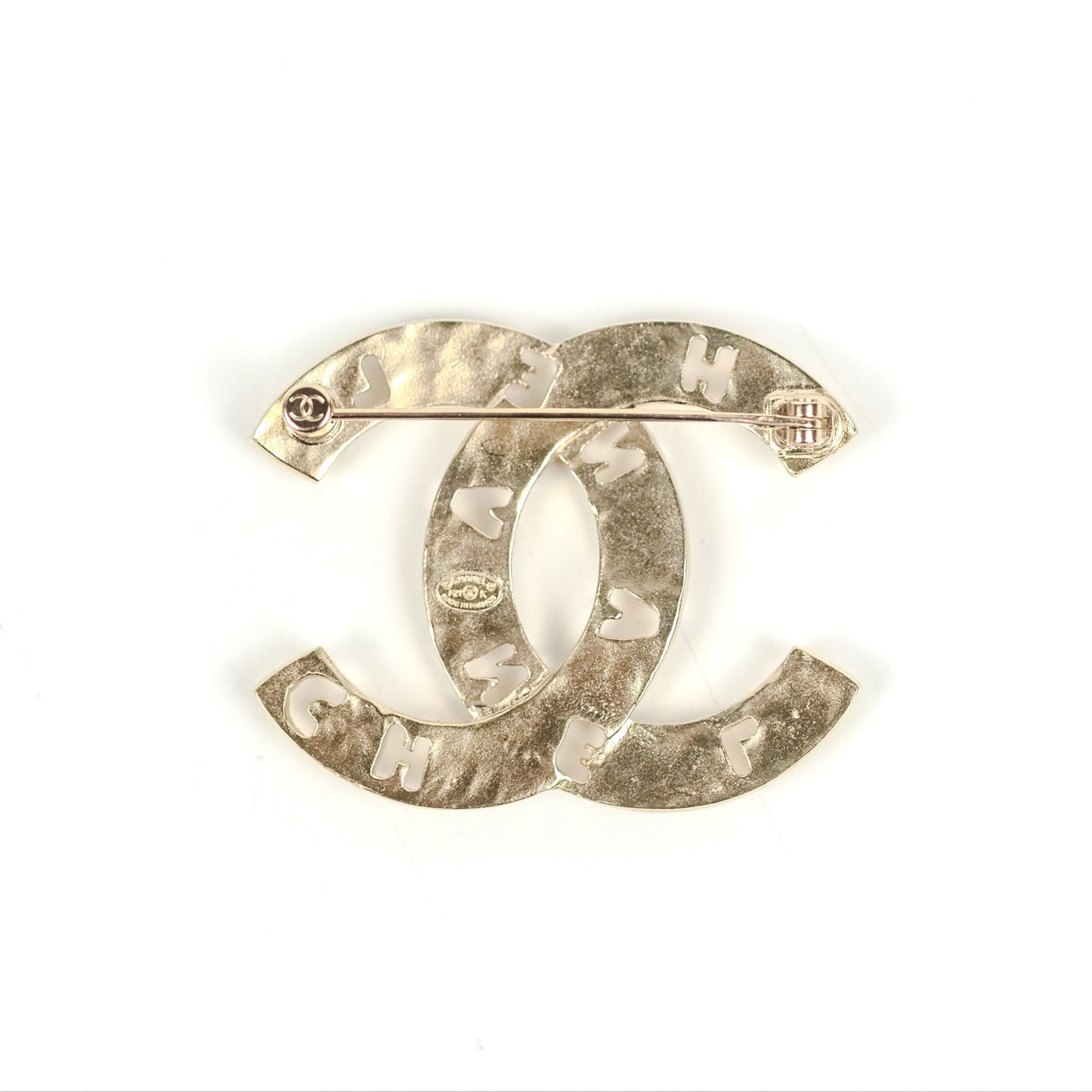 Chanel CC Pearl Crystal Logo Brooch Gold Tone 21K
