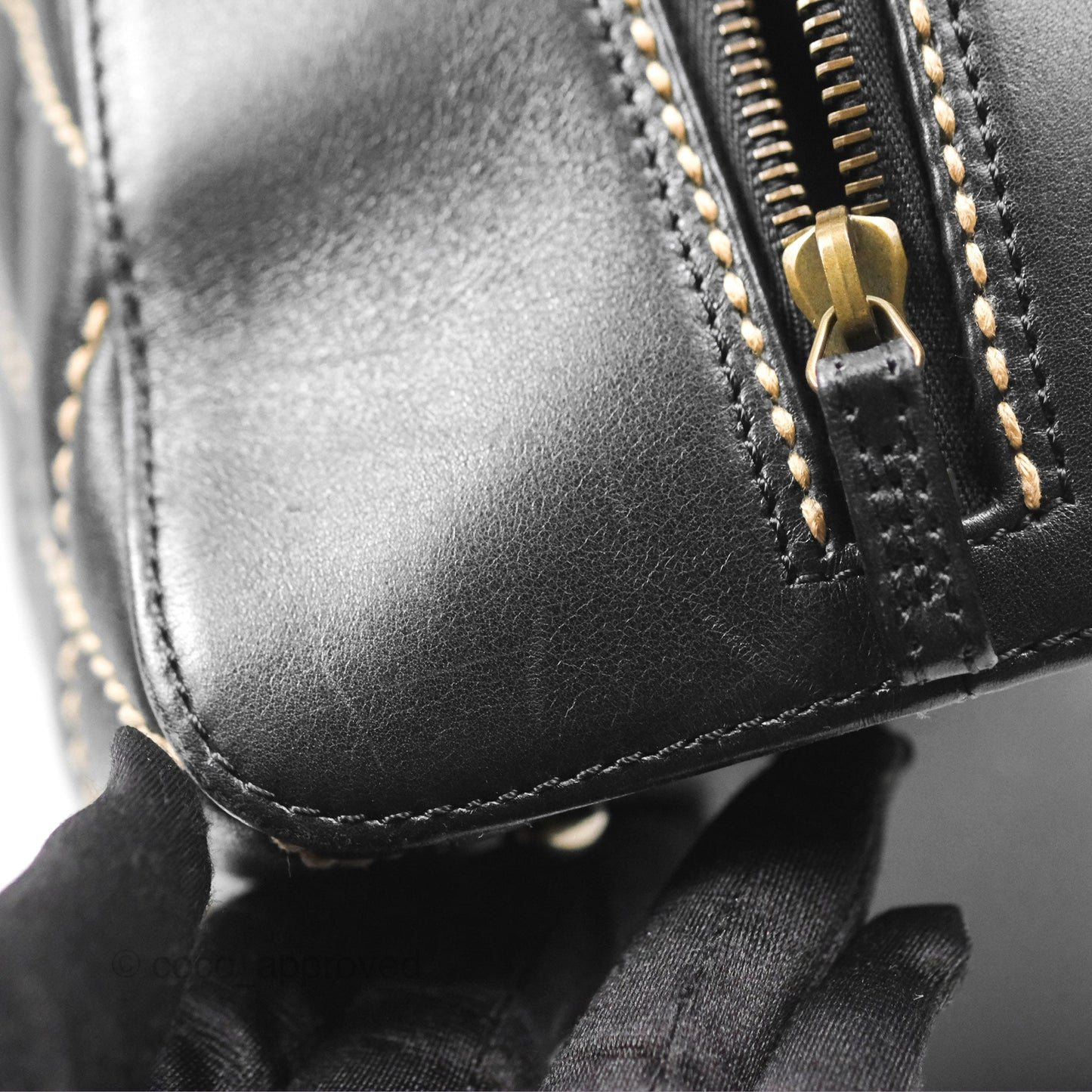 Chanel Vintage Wild Stitch Tote Bag Lambskin Black