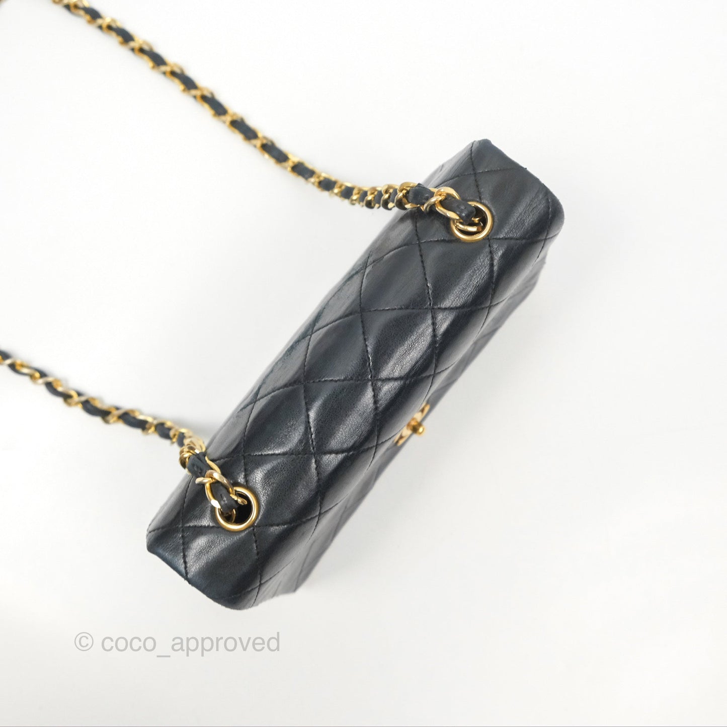 Chanel Vintage Mini Single Full Flap Bag Black Lambskin 24K Gold Hardware