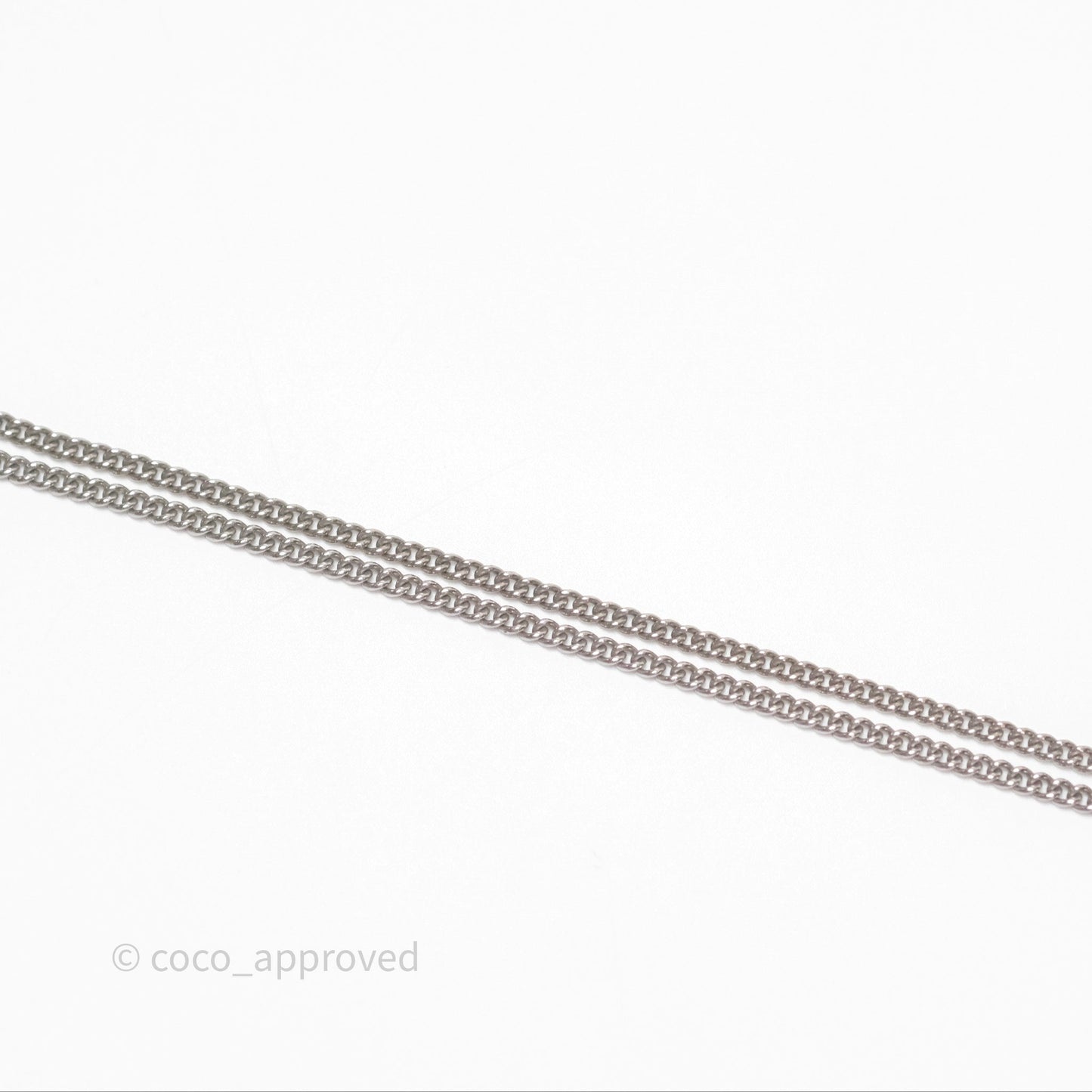 Chanel Crystal CC Long Necklace Silver Tone 15C