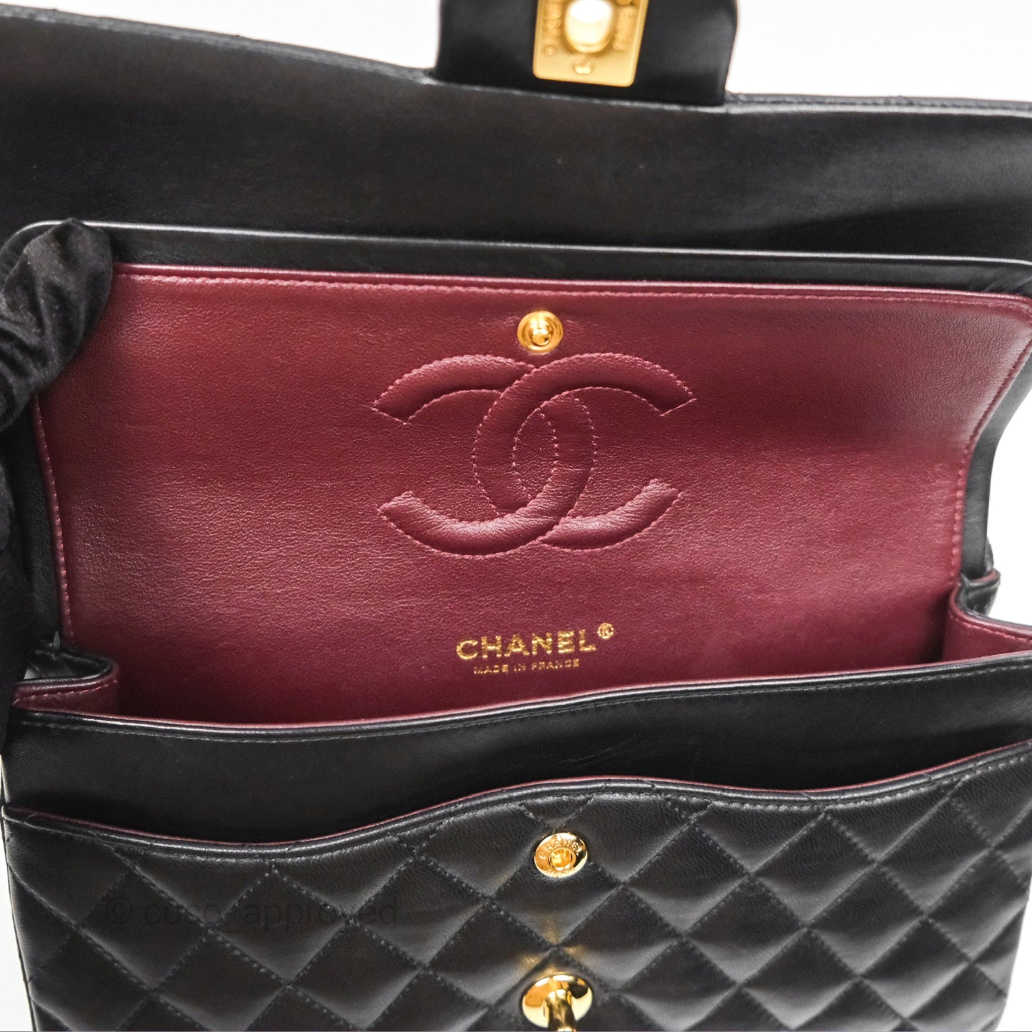 Chanel Classic M/L Medium Flap Quilted Black Lambskin Gold Hardware