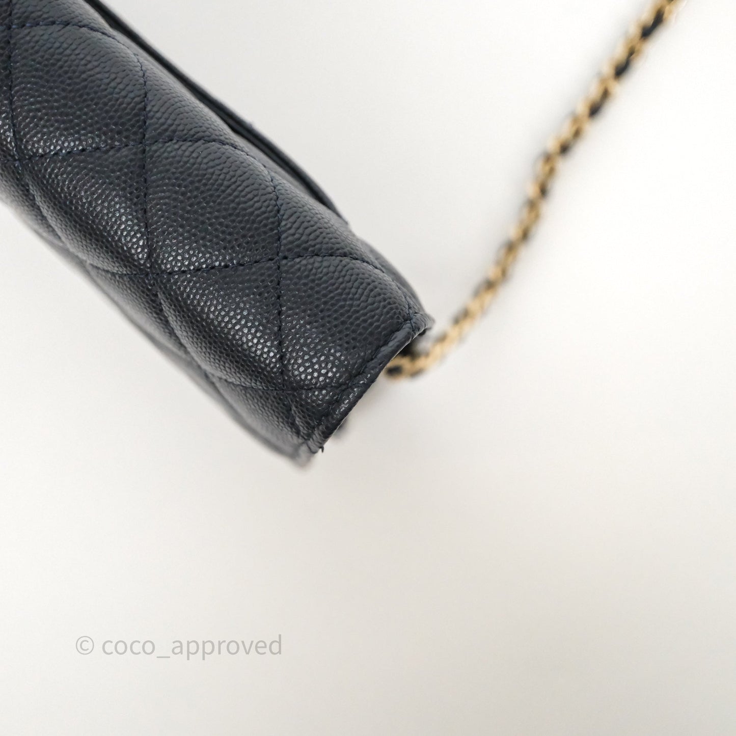 Chanel Classic Wallet On Chain WOC Quilted Navy Caviar Gold Hardware