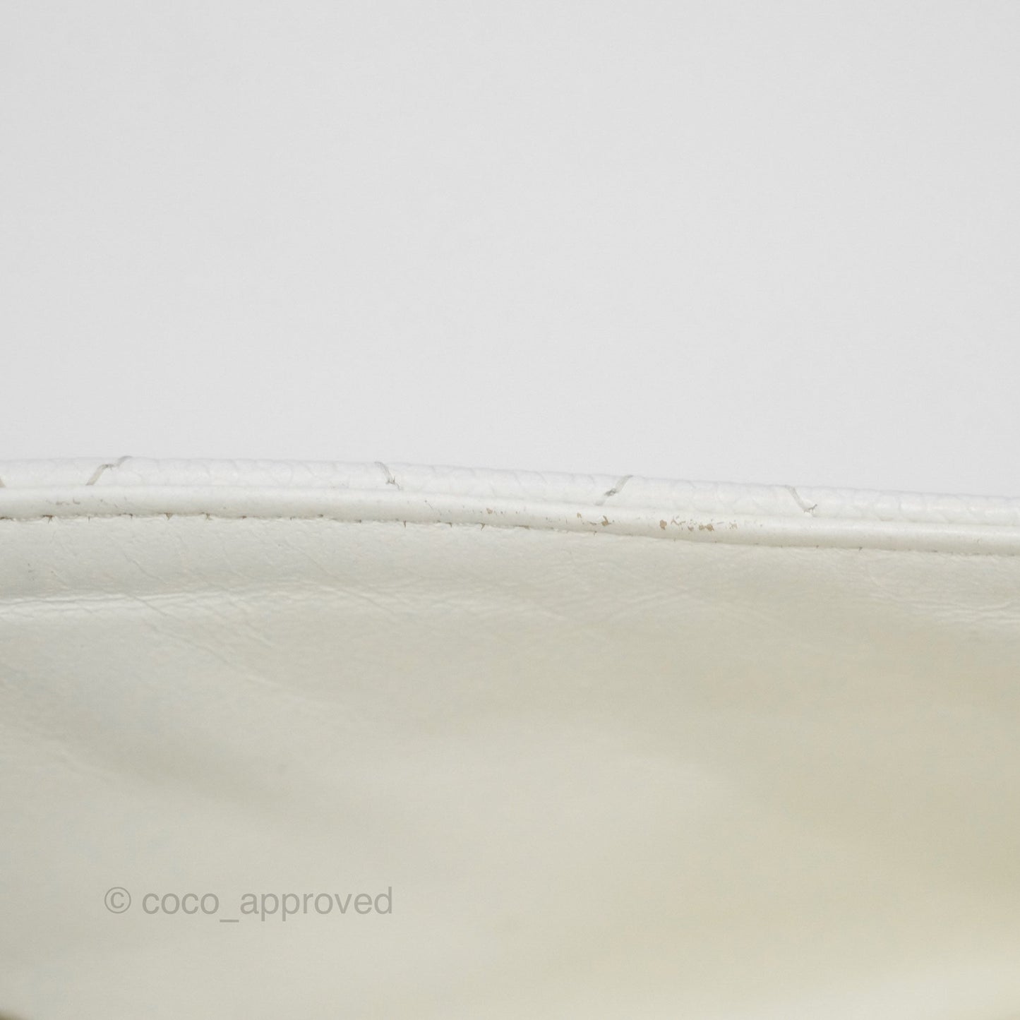 Chanel Classic M/L Medium Flap Quilted White Caviar Silver Hardware
