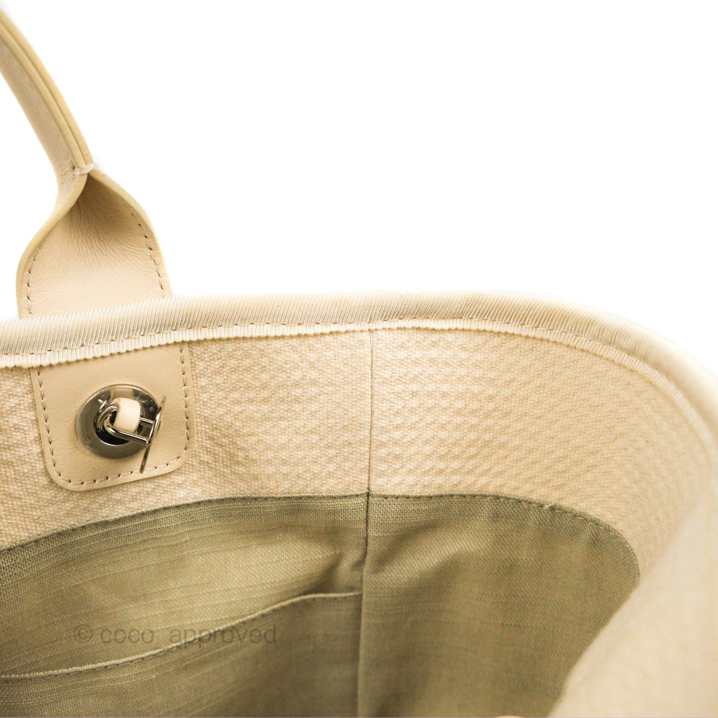 Chanel New Small Deauville Cream Ivory Canvas