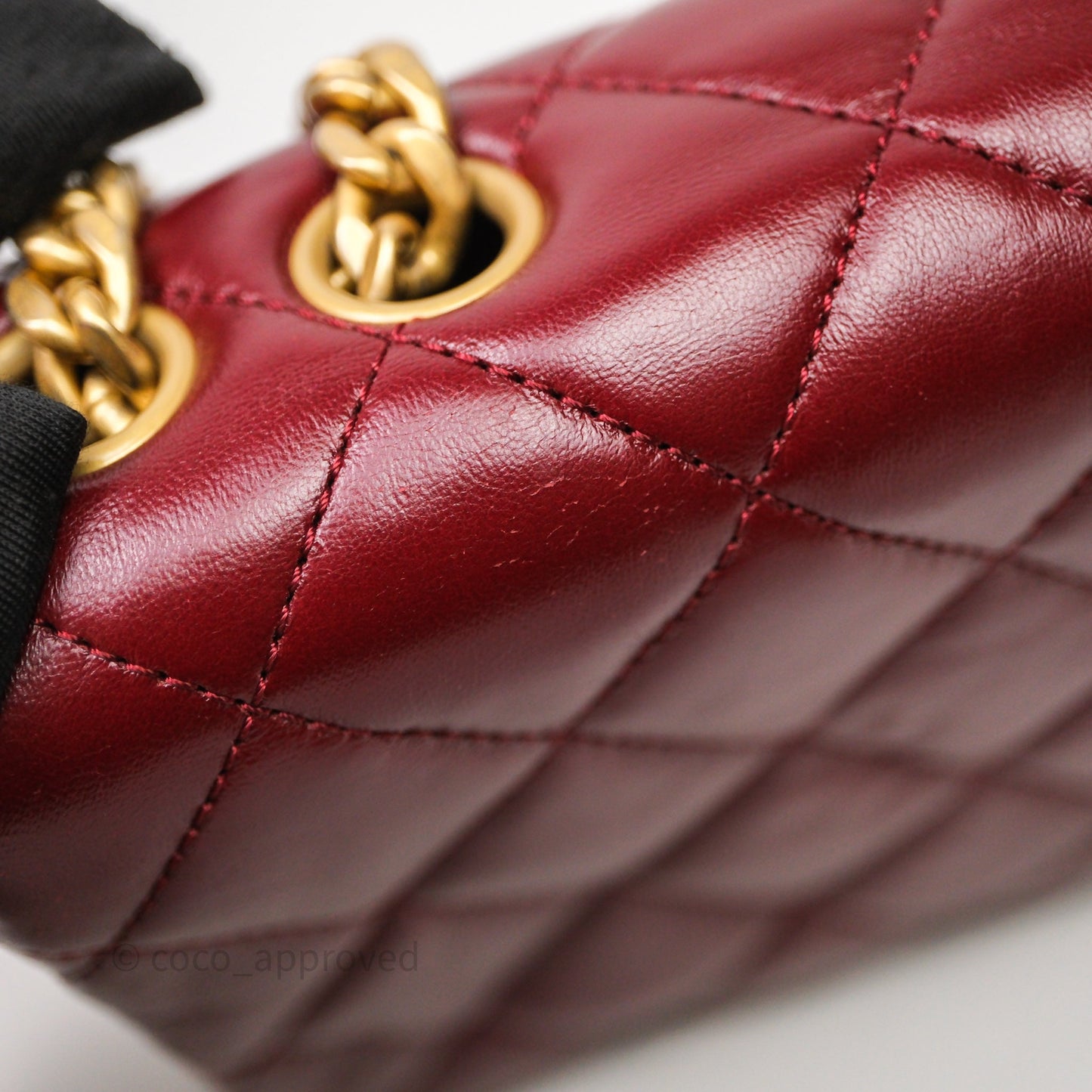 Chanel Small All Slide Adjustable Chain Flap Bag Burgundy Lambskin Aged Gold Hardware