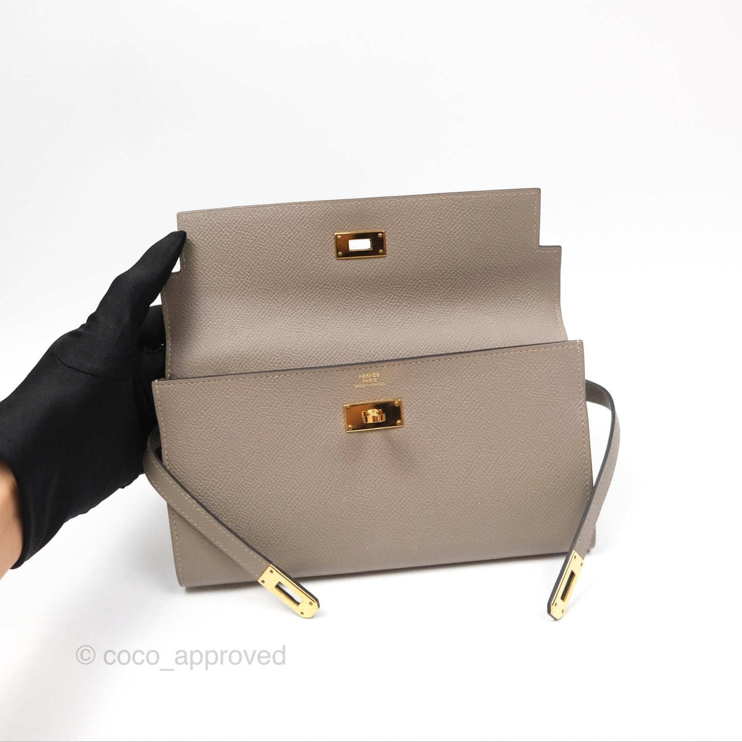 Hermès Kelly Wallet Gris Asphalte M8 Epsom Gold Hardware