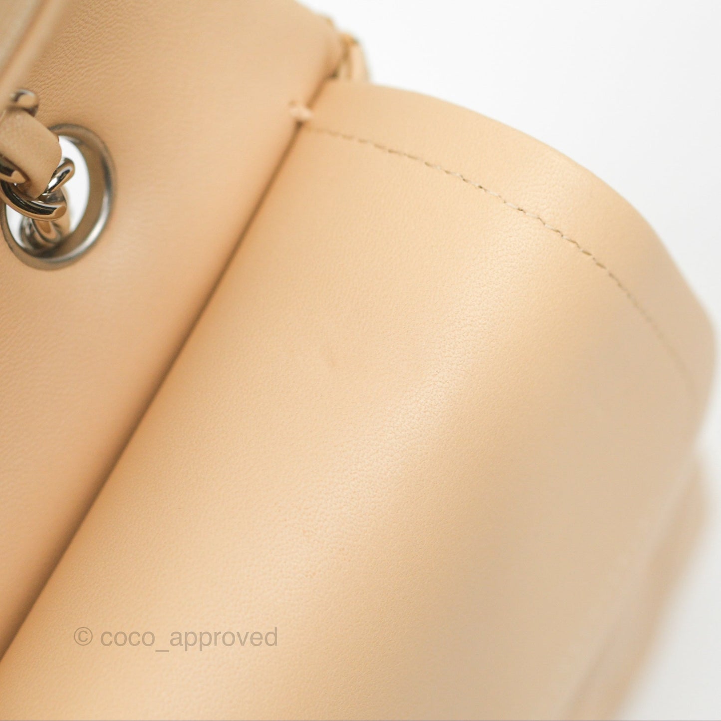 Chanel Classic M/L Medium Flap Quilted Beige Lambskin Silver Hardware