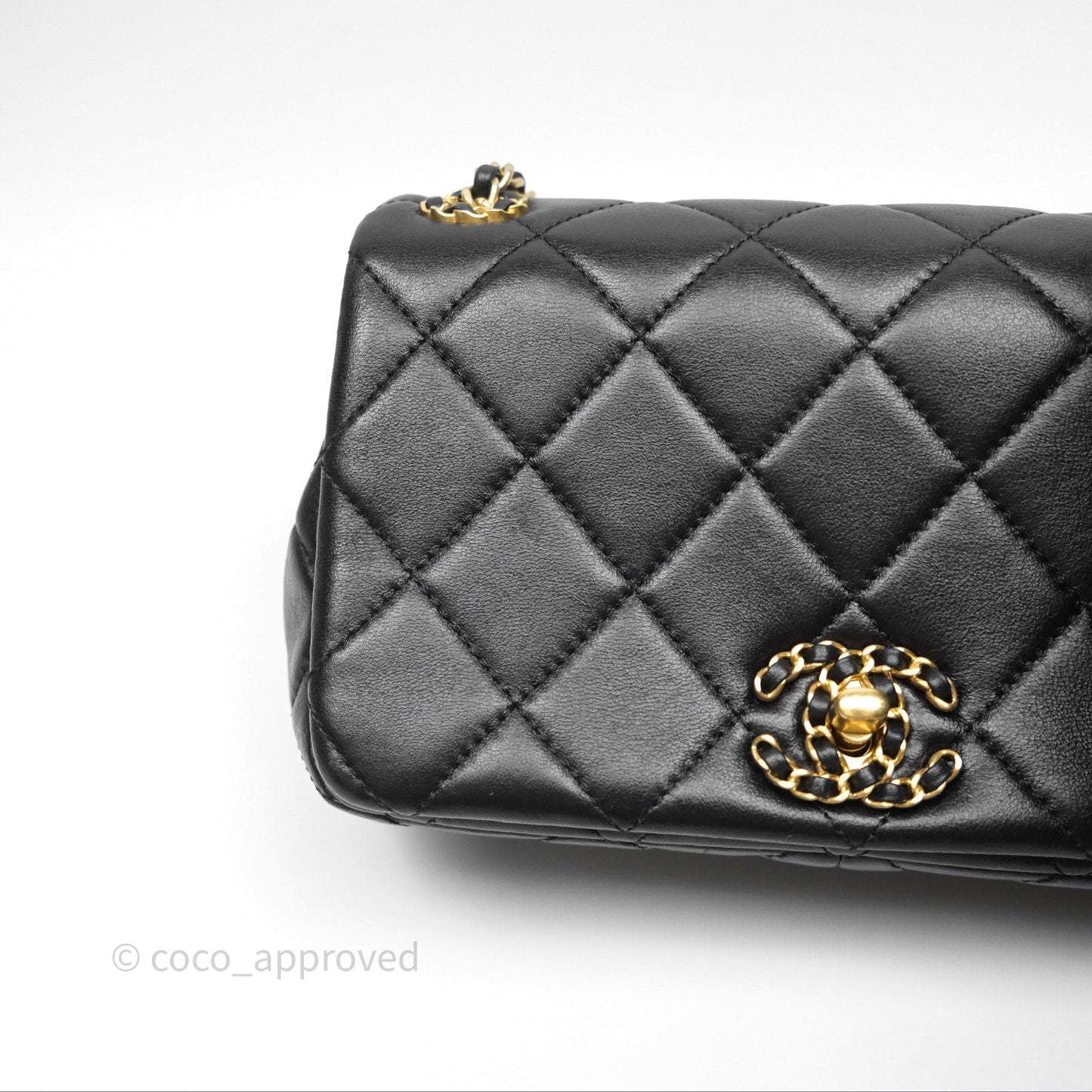 Chanel Flap Bag Black Lambskin Aged Gold Hardware 24P