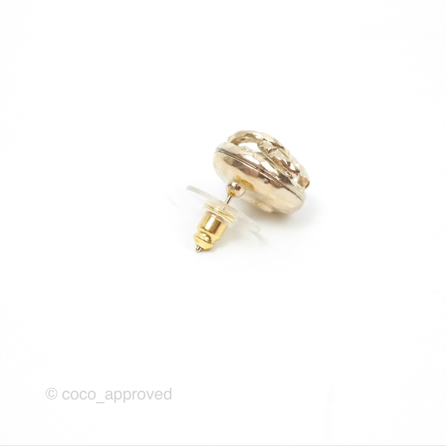 Chanel Round CC Crystal Round Earrings Gold Tone 21A