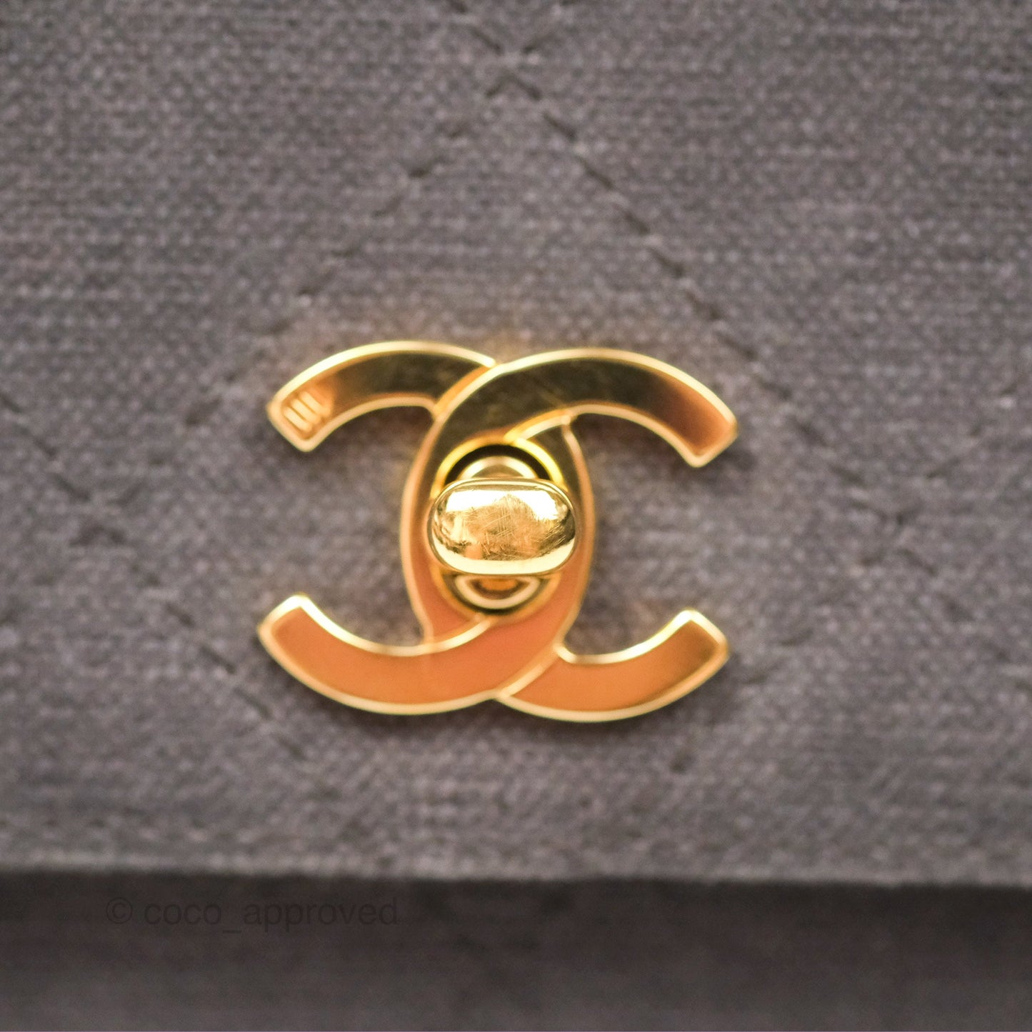 Chanel Vintage CC Lock Flap Shoulder Bag Grey Canvas 24K Gold Hardware