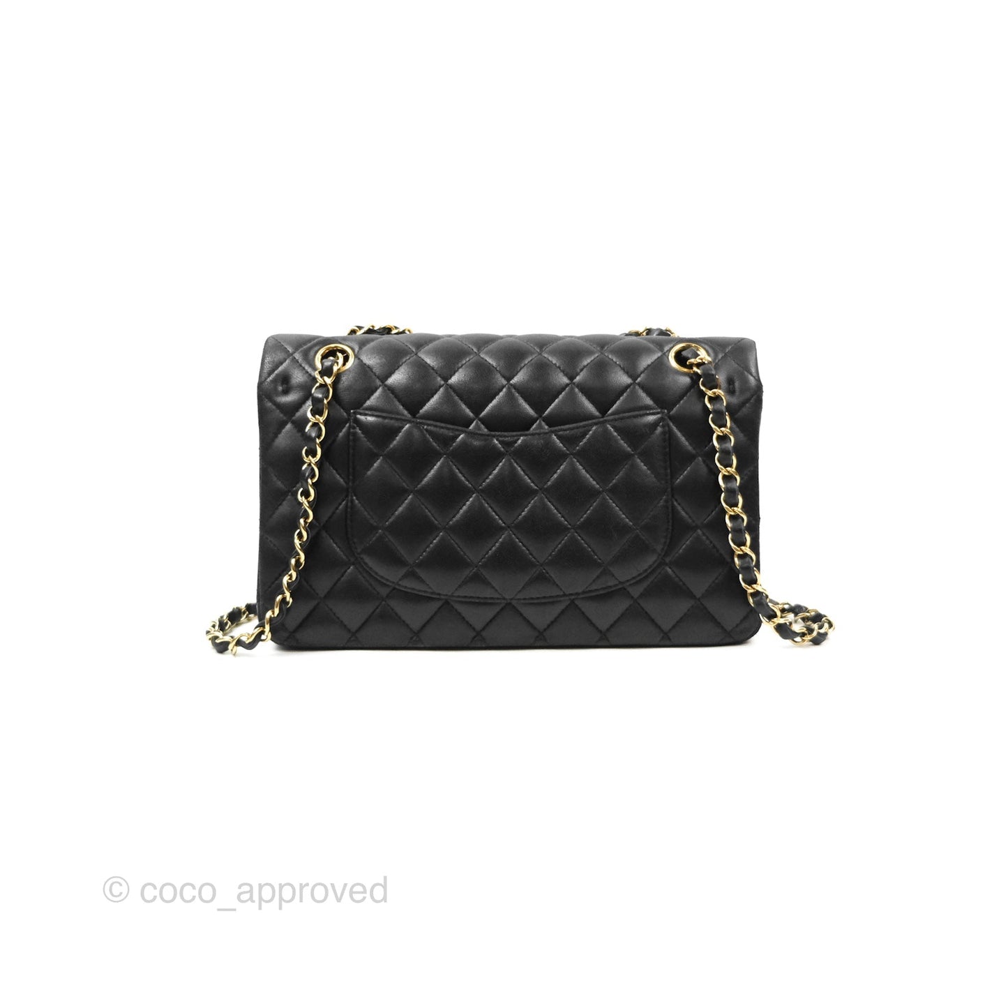 Chanel Classic M/L Medium Flap Quilted Black Lambskin Gold Hardware