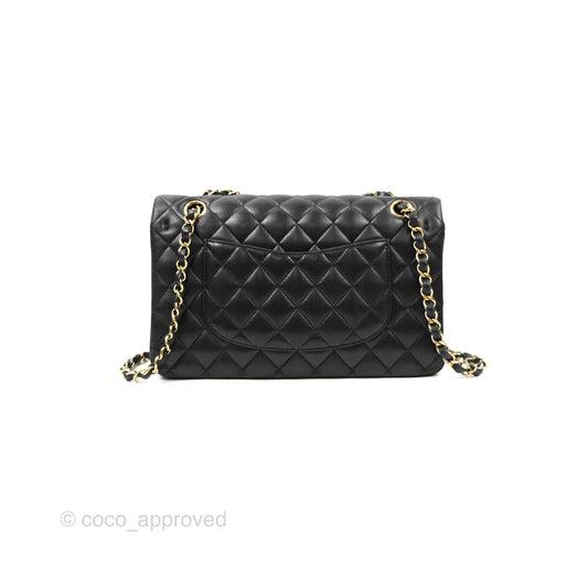 Chanel Classic M/L Medium Flap Quilted Black Lambskin Gold Hardware