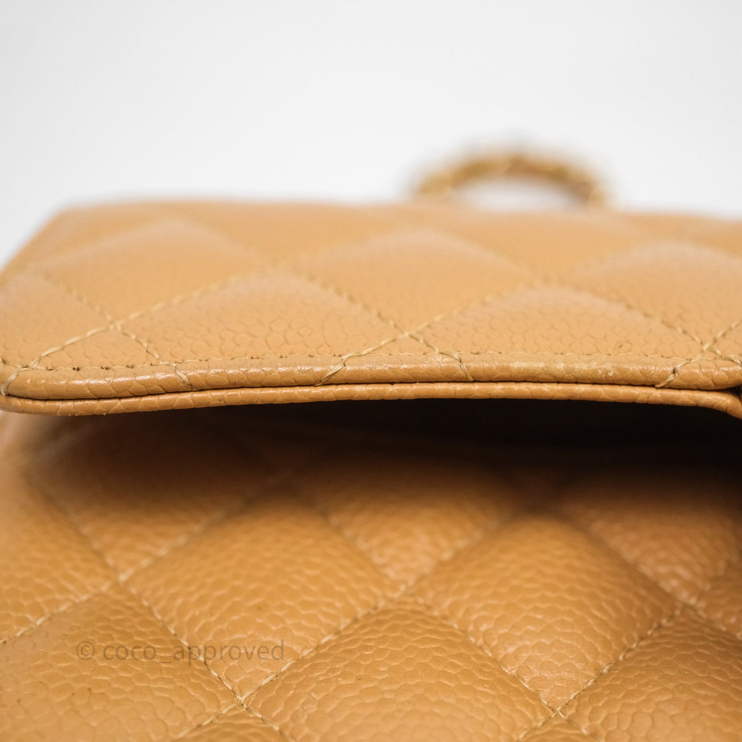 Chanel Vintage Small Classic Flap Beige Claire Caviar 24K Gold Hardware