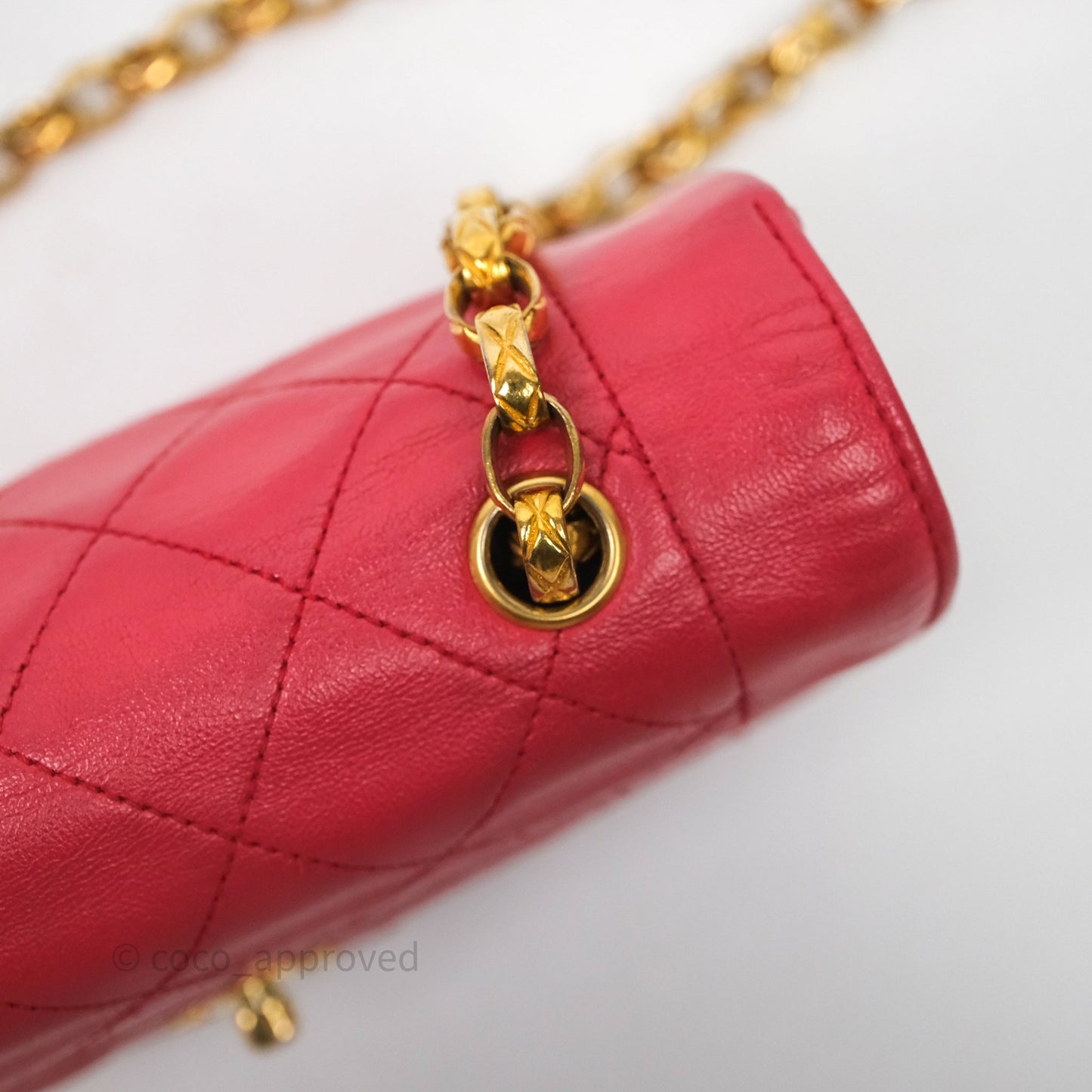 Chanel Vintage Mini Bijoux Chain Flap Bag Red Gold Hardware