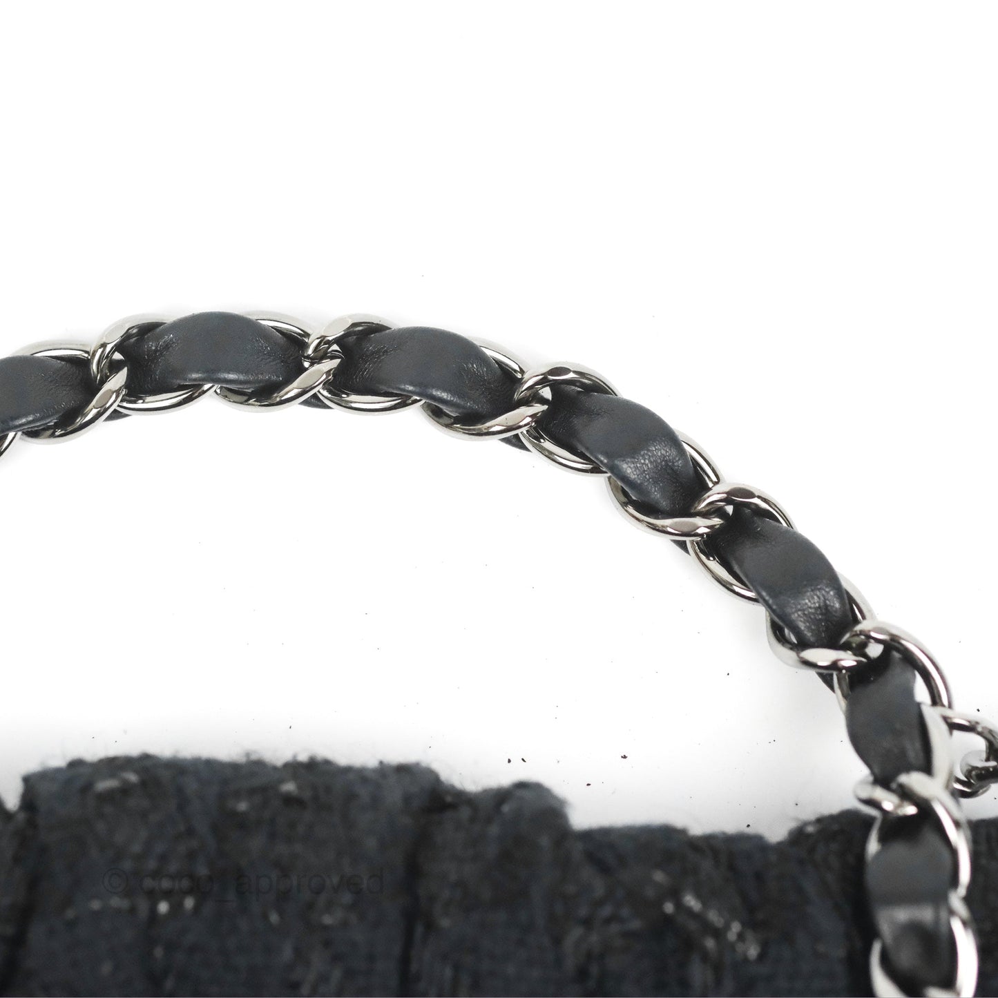 Chanel Tweed Boucle Knitting Bag Black Silver Hardware