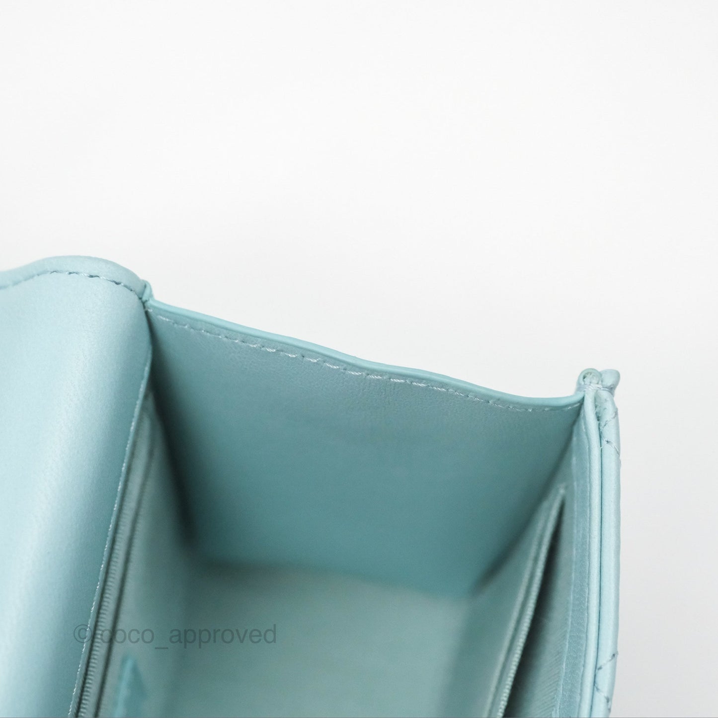 Chanel Mini Quilted Trendy CC Clutch With Chain Tiffany Blue Lambskin Gold Hardware