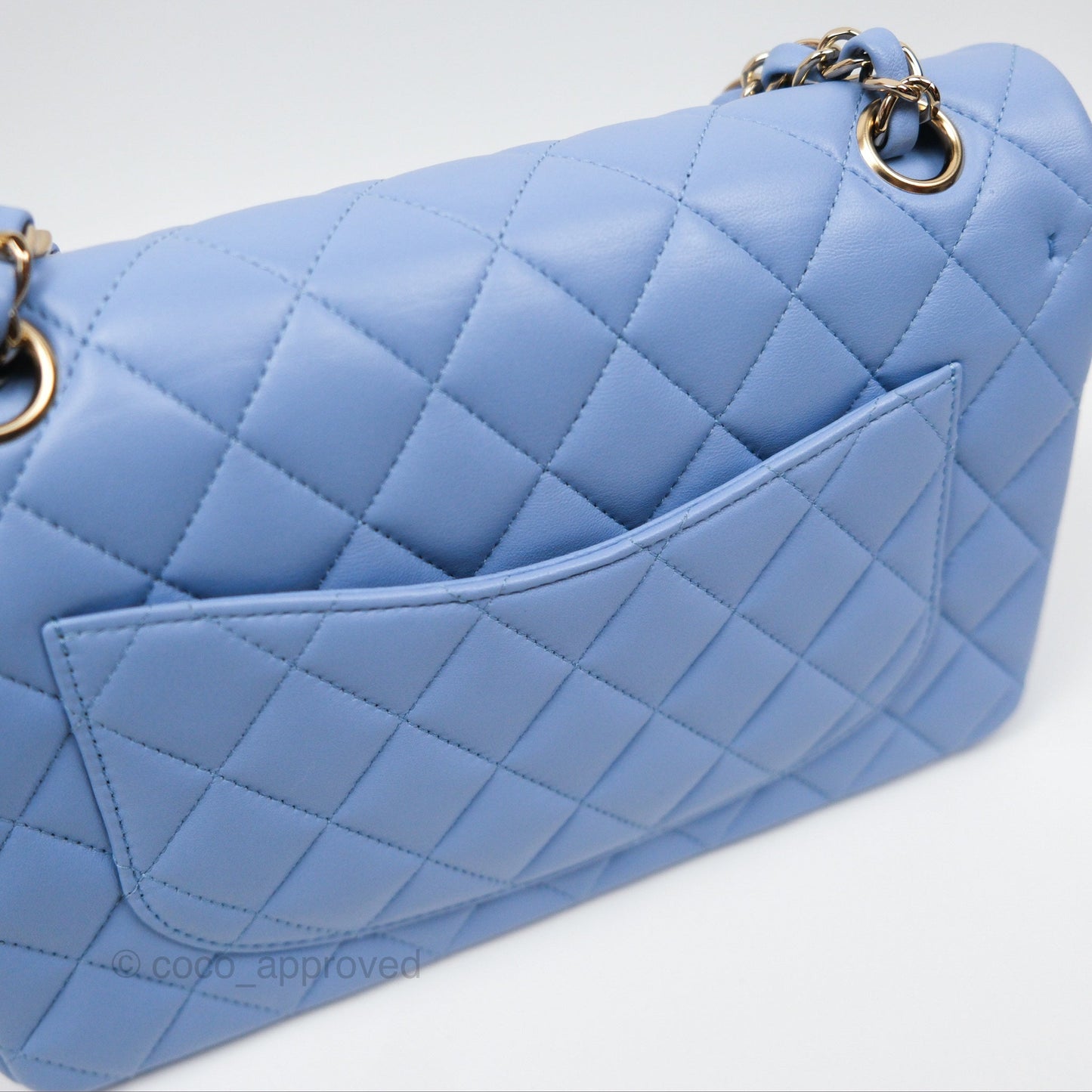 Chanel Small Classic Quilted Flap Sky Blue Lambskin Gold Hardware