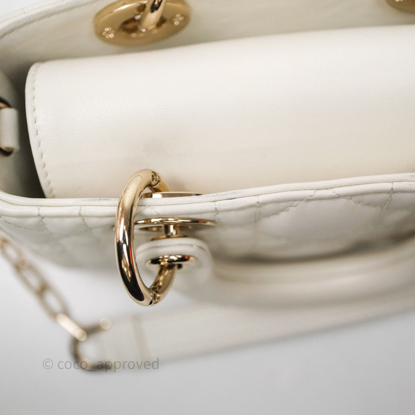 Christian Dior Micro Lady D-Joy Bag Latte Cannage Lambskin Gold Hardware