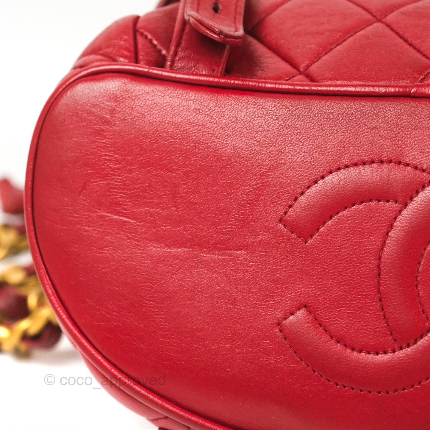 Chanel Vintage CC Duma Backpack Red Lambskin 24K Gold Hardware