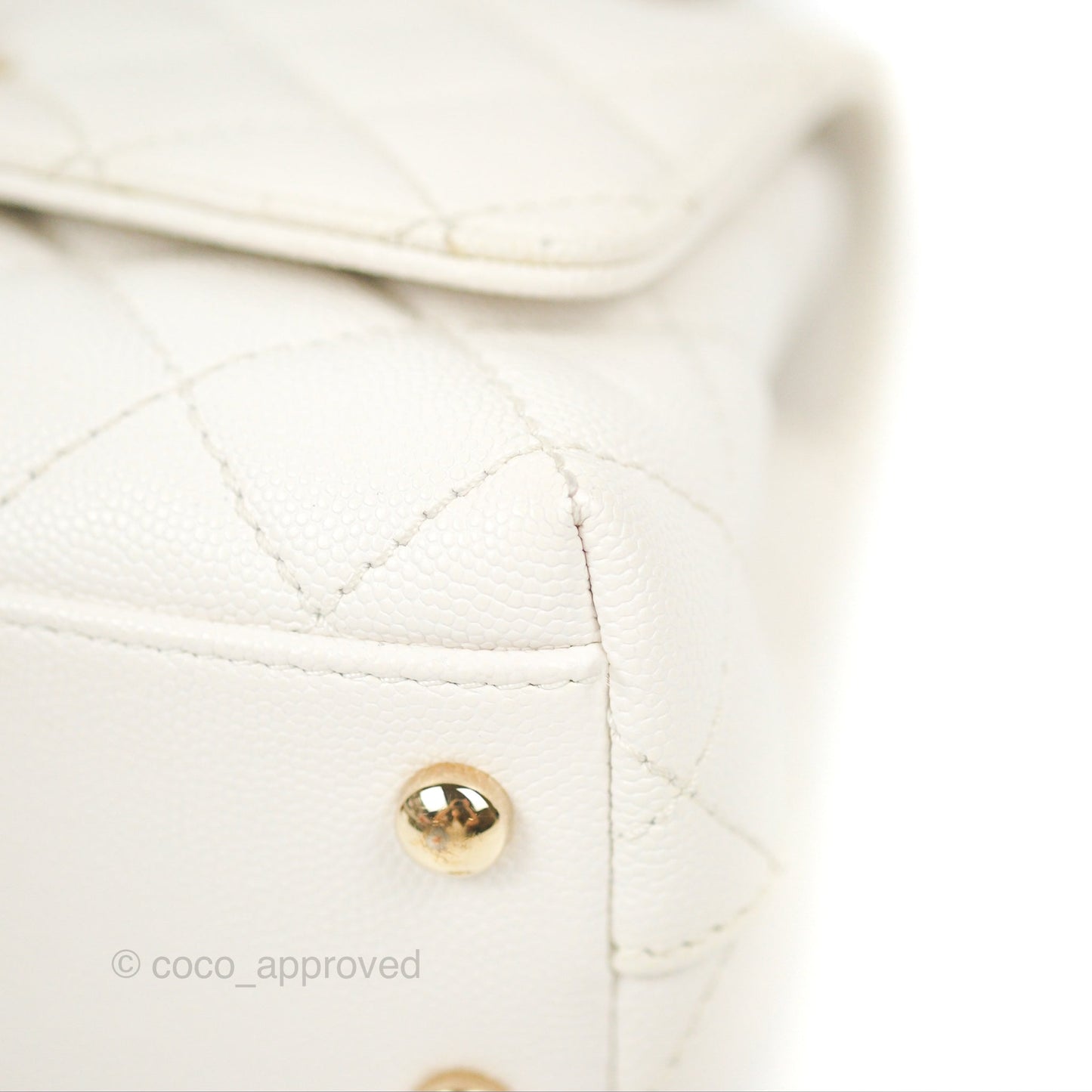 Chanel Mini Coco Handle Quilted Ivory White Caviar Gold Hardware