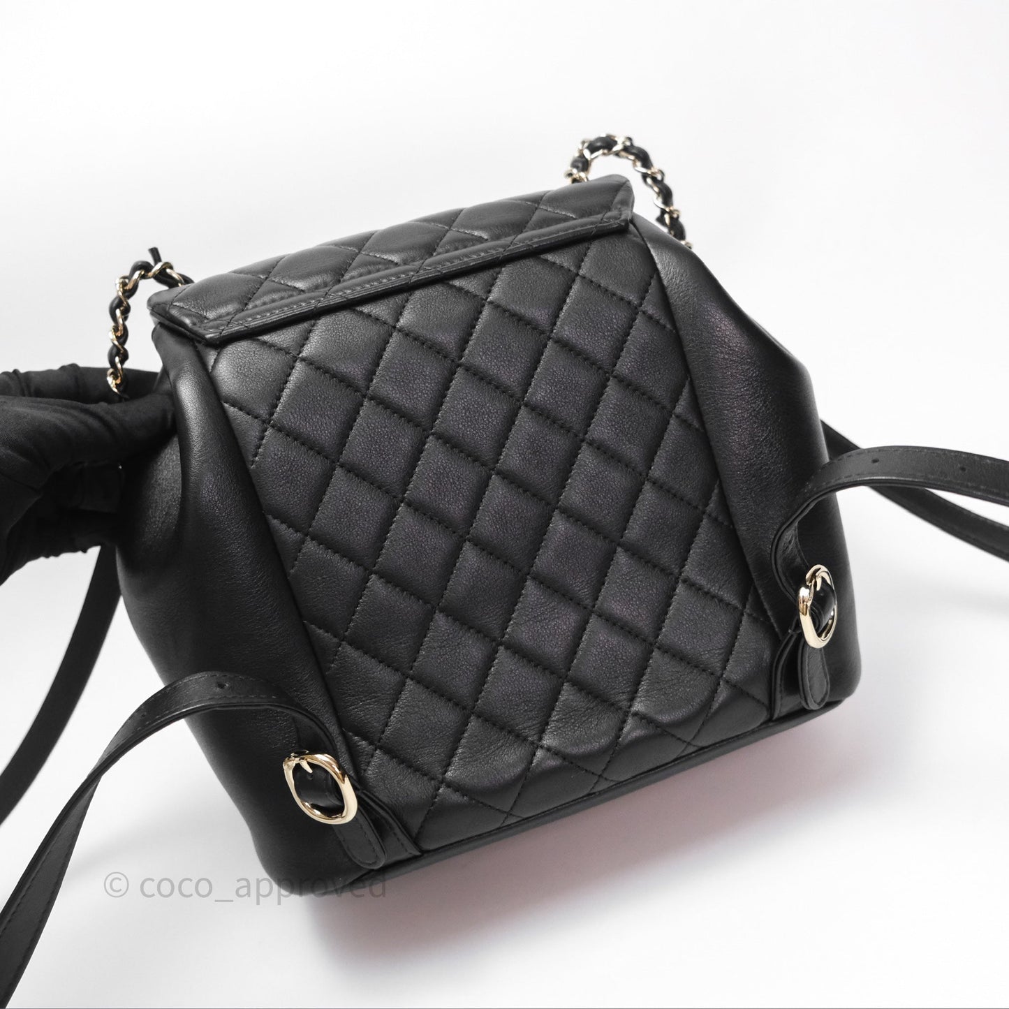 Chanel Quilted Large Duma Drawstring Backpack Black Calfskin