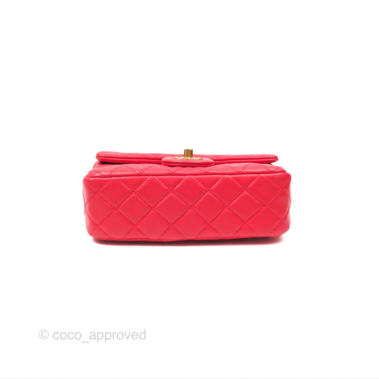 Chanel Mini Rectangular Pearl Crush Chilli Red Lambskin Aged Gold Hardware