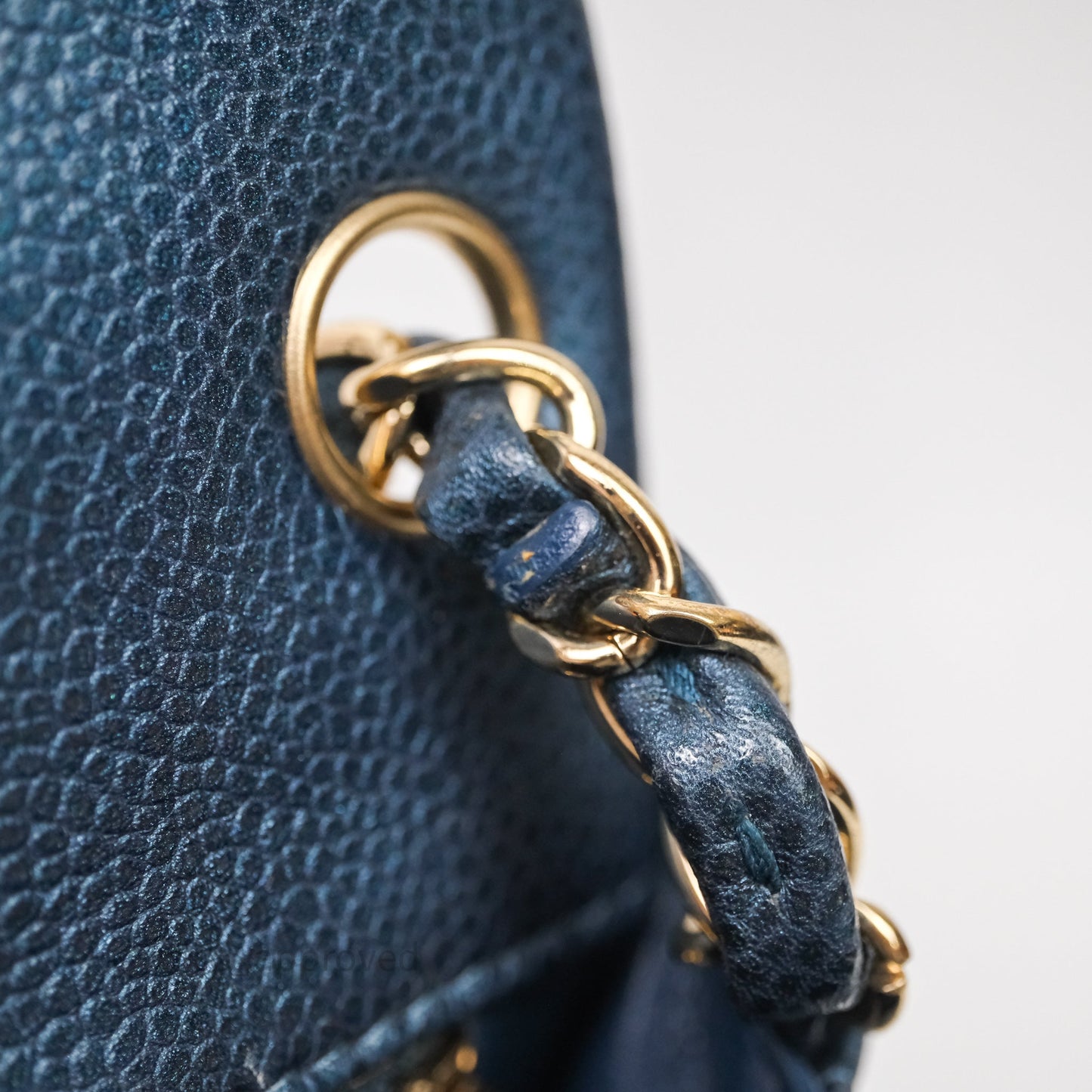 Chanel Quilted Mini Square Iridescent Navy Caviar Gold Hardware