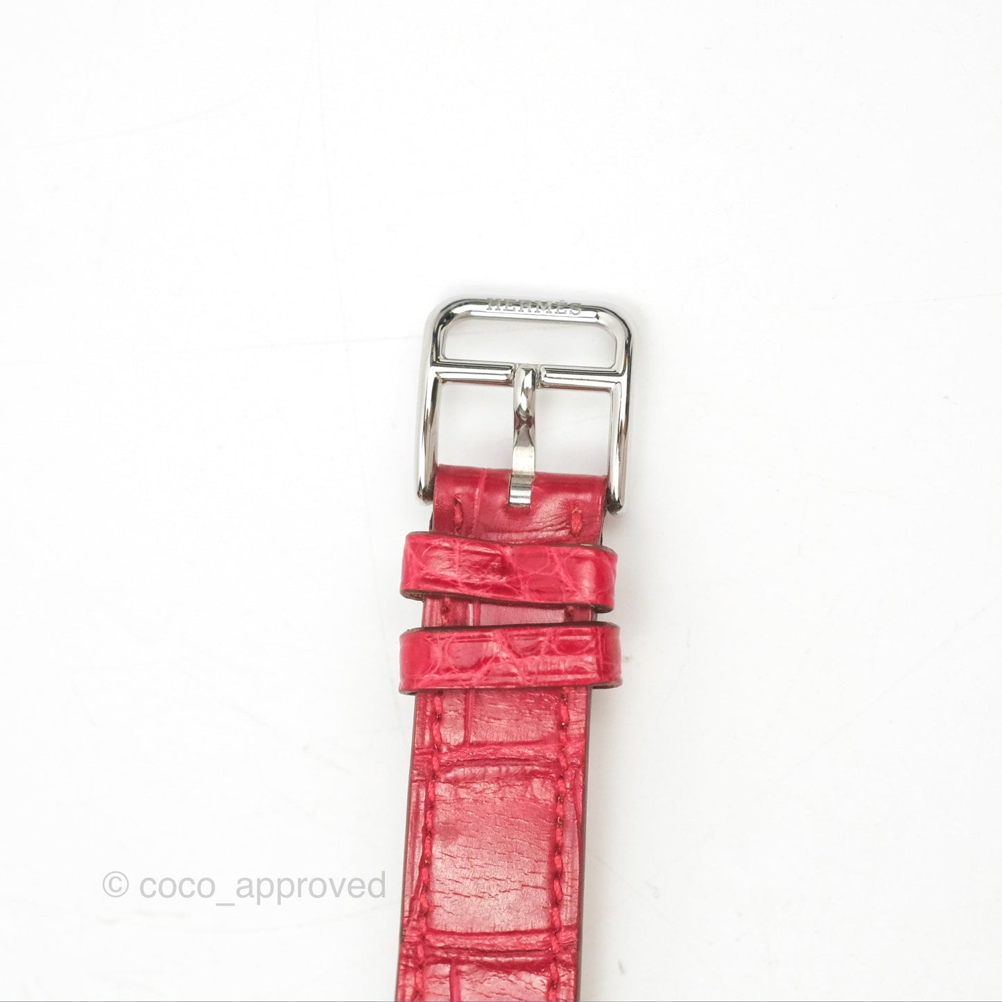 Hermès Heure H Watch Diamond Red Alligator Palladium Hardware