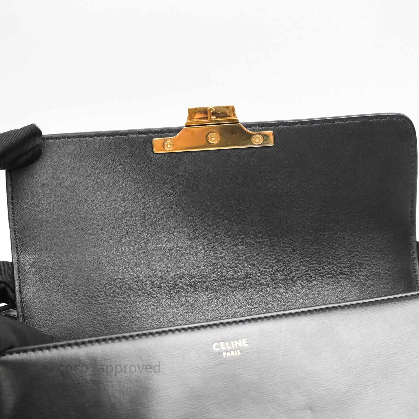 Celine Triomphe Shoulder Bag Black Calfskin