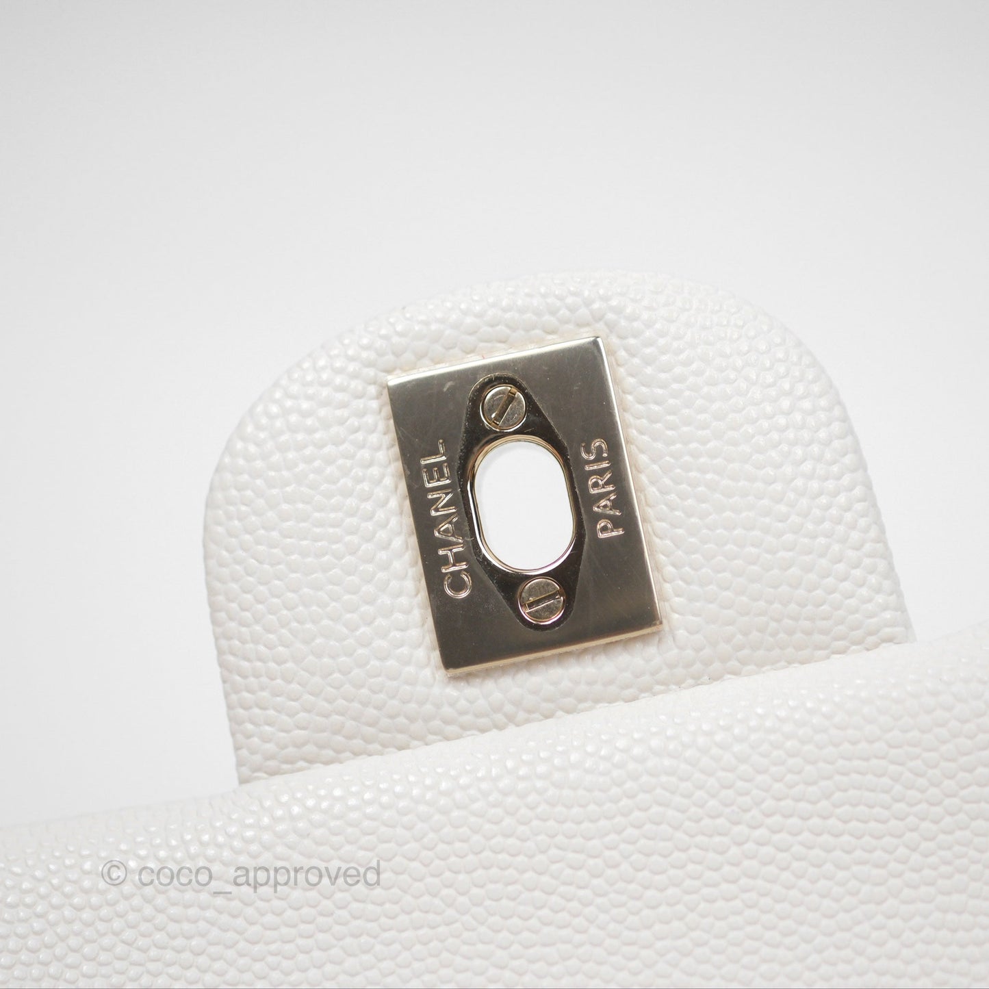 Chanel Small Classic Quilted Flap White Caviar Gold Hardware