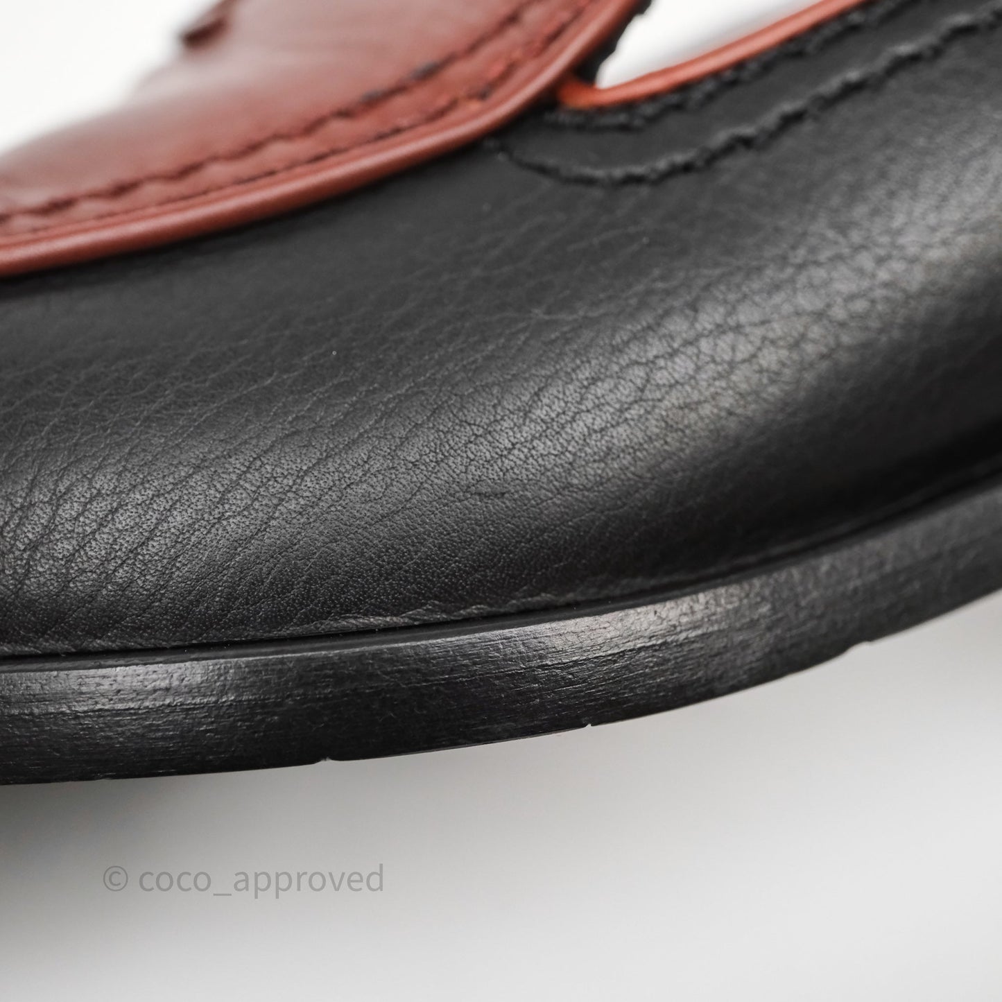 Chanel CC Loafers Black/ Brown Calfskin Size 35.5